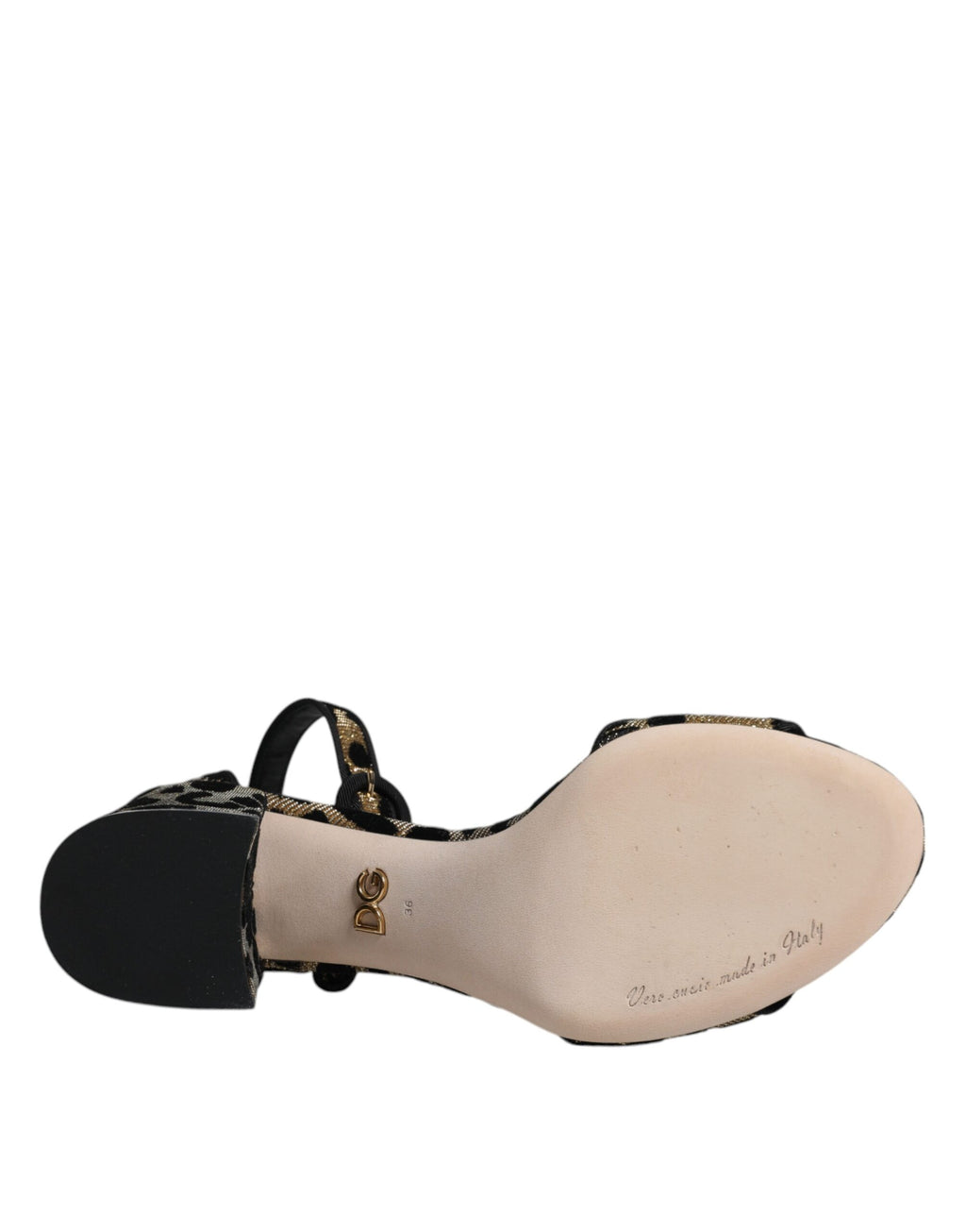 Sandales Dolce & Gabbana or pour femmes avec talons à bride de cheville en lurex or à motif léopard élégants.
