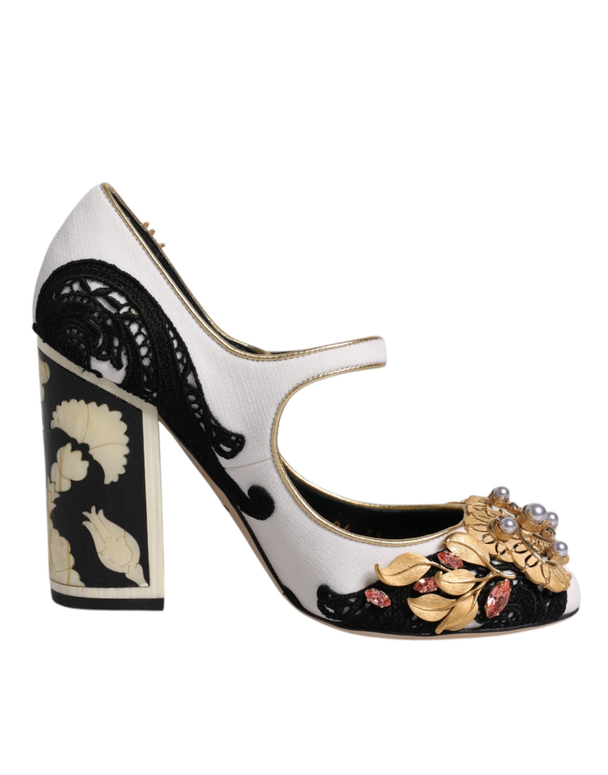 Escarpins Dolce & Gabbana multicolores ornés de bijoux, chaussures à talons élégantes et sophistiquées.