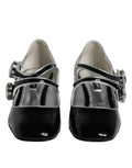 Chaussures Mary Jane en cuir verni noir avec cristaux de Dolce & Gabbana, style élégant et sophistiqué.