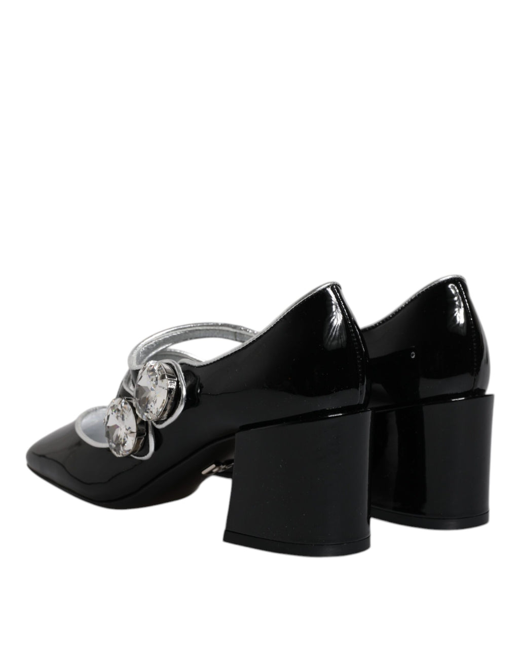 Chaussures à talons Mary Jane en cuir verni noir avec cristaux de Dolce & Gabbana, élégantes et sophistiquées.
