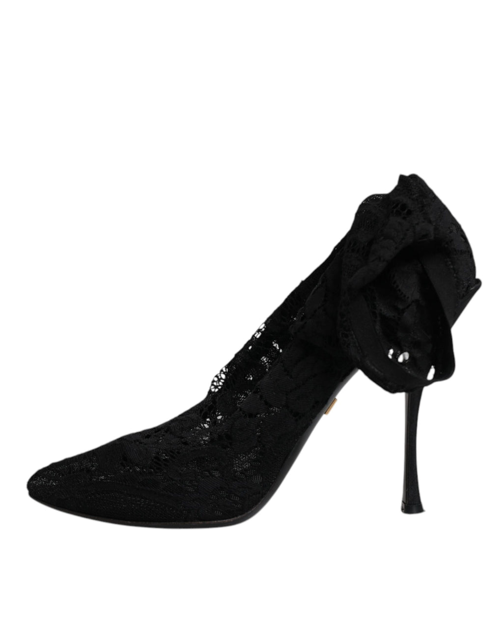 Chaussures Dolce & Gabbana talons en dentelle noire et stretch, bottines mi-mollet élégantes pour femme