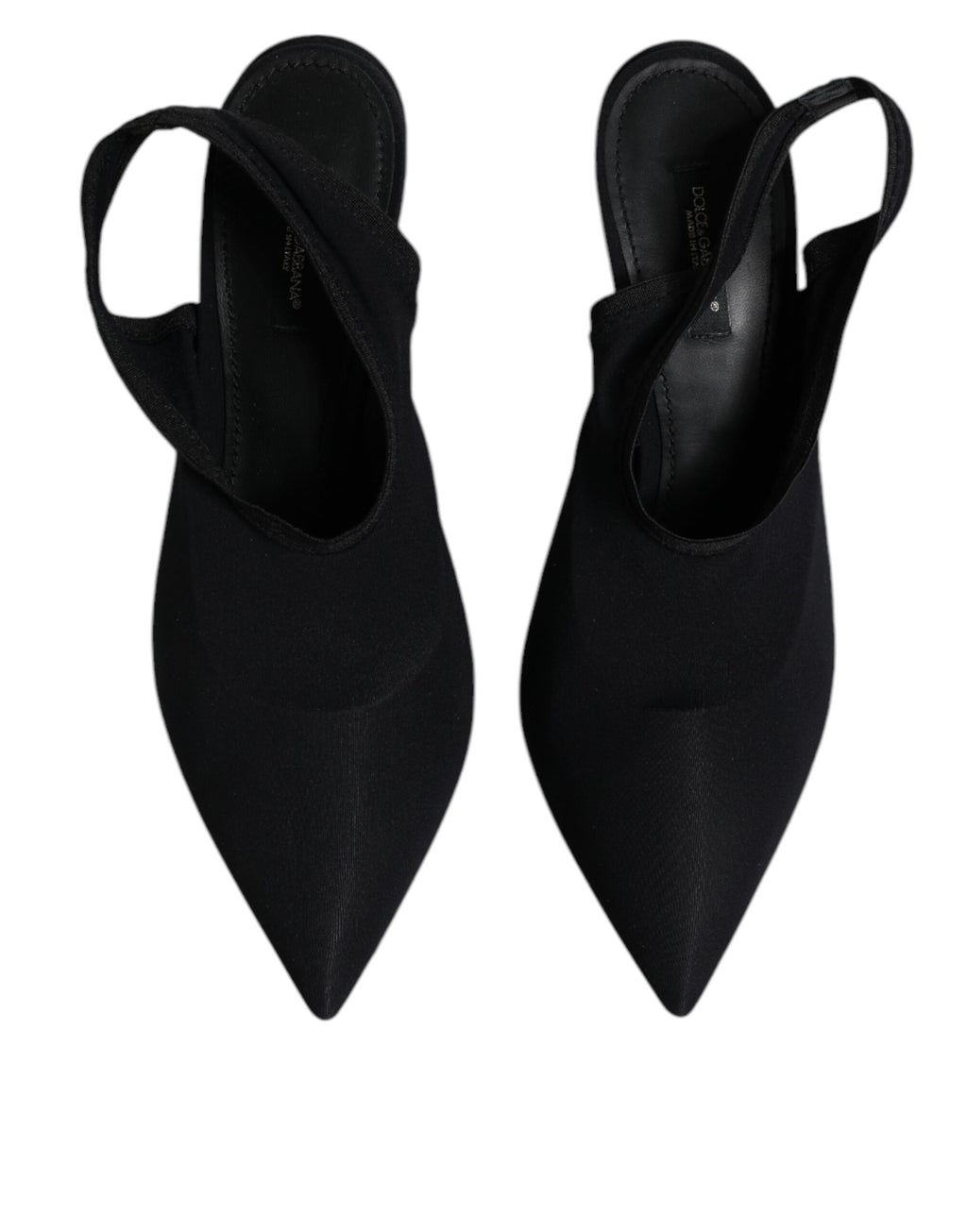 Chaussures à talons noires Dolce & Gabbana en jersey stretch avec bride à talon slingback, élégantes et sophistiquées.