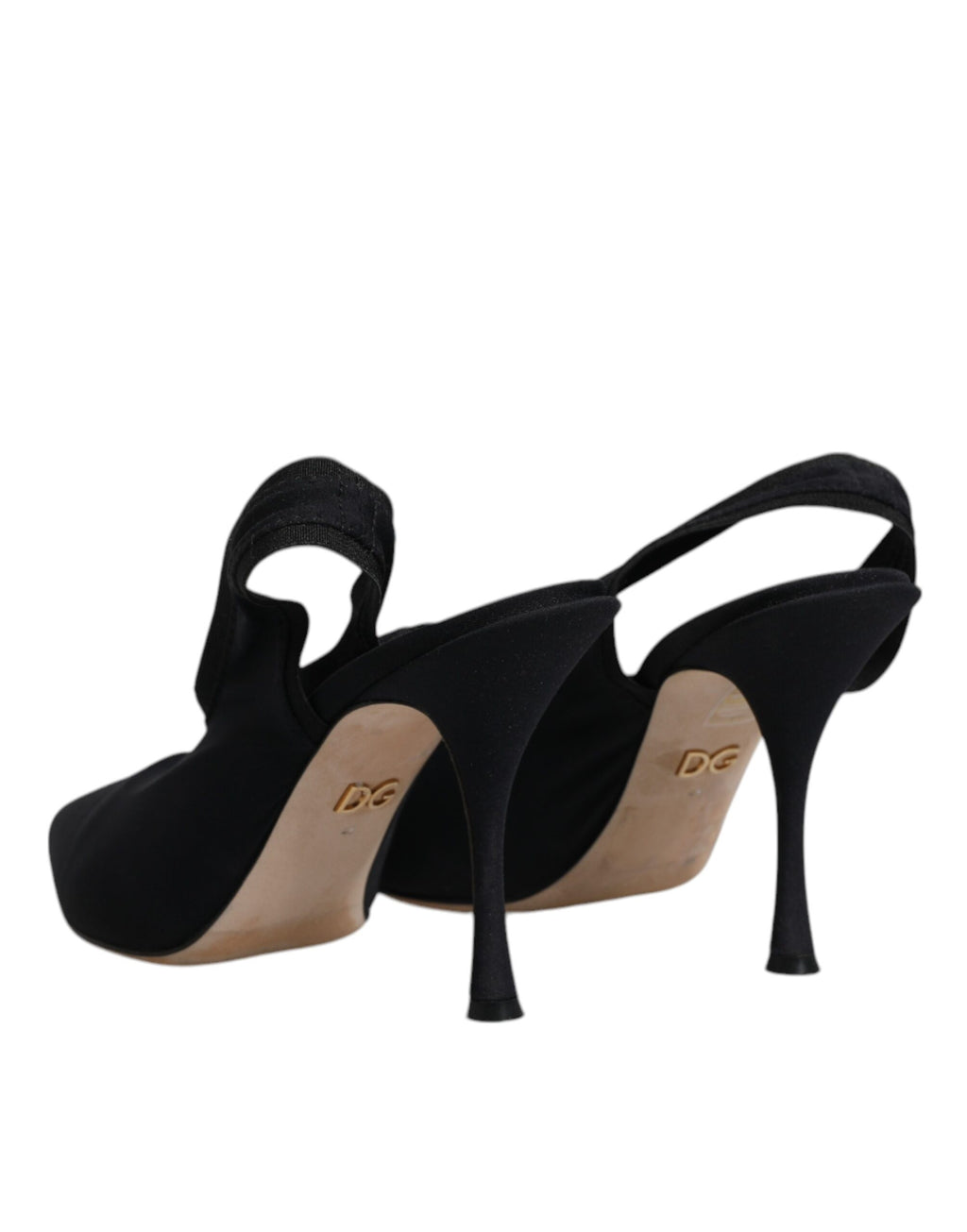 Chaussures à talons slingback en jersey stretch noir de Dolce & Gabbana, élégantes et sophistiquées.