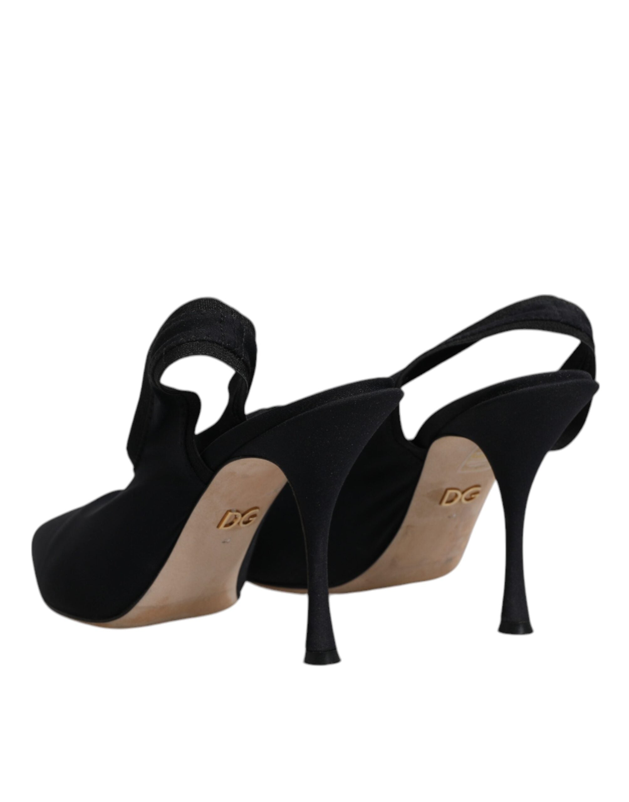 Chaussures à talons slingback en jersey stretch noir de Dolce & Gabbana, élégantes et sophistiquées.