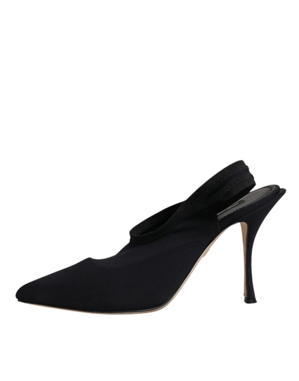Chaussures à talons Dolce & Gabbana, escarpins en jersey noir avec bride arrière, style élégant et sophistiqué.