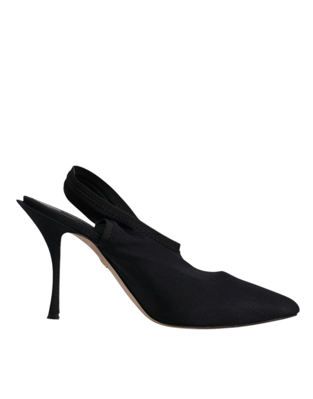 Chaussures à talons Dolce & Gabbana en jersey noir, talons aiguilles et style slingback, pour une allure élégante et raffinée.