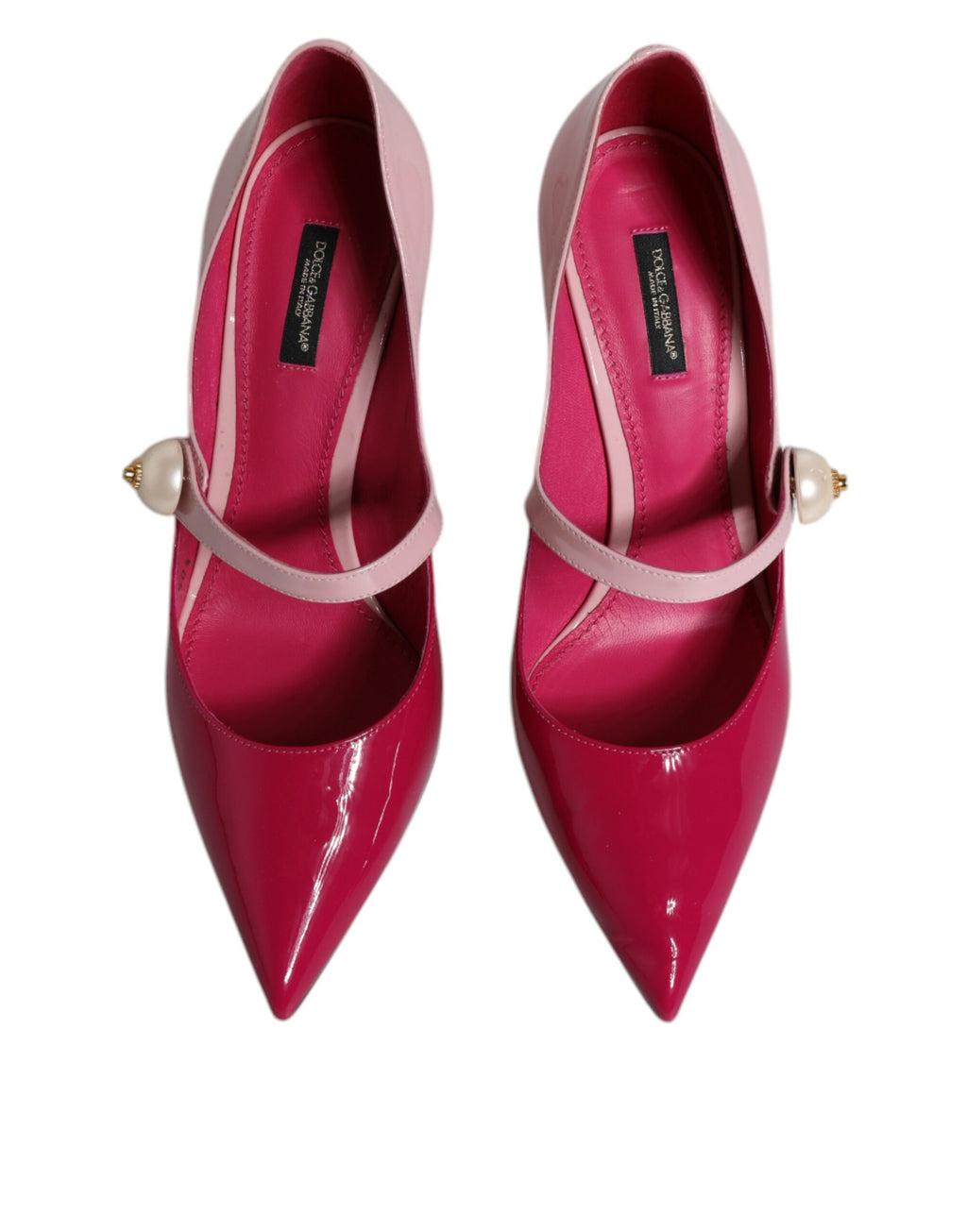 Chaussures à talons Dolce & Gabbana Mary Jane en cuir rose bicolore, style élégant et sophistiqué.