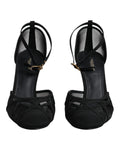 Chaussures à talons Dolce & Gabbana noirs en mesh avec bride à la cheville et semelle en cuir, élégantes et sophistiquées.