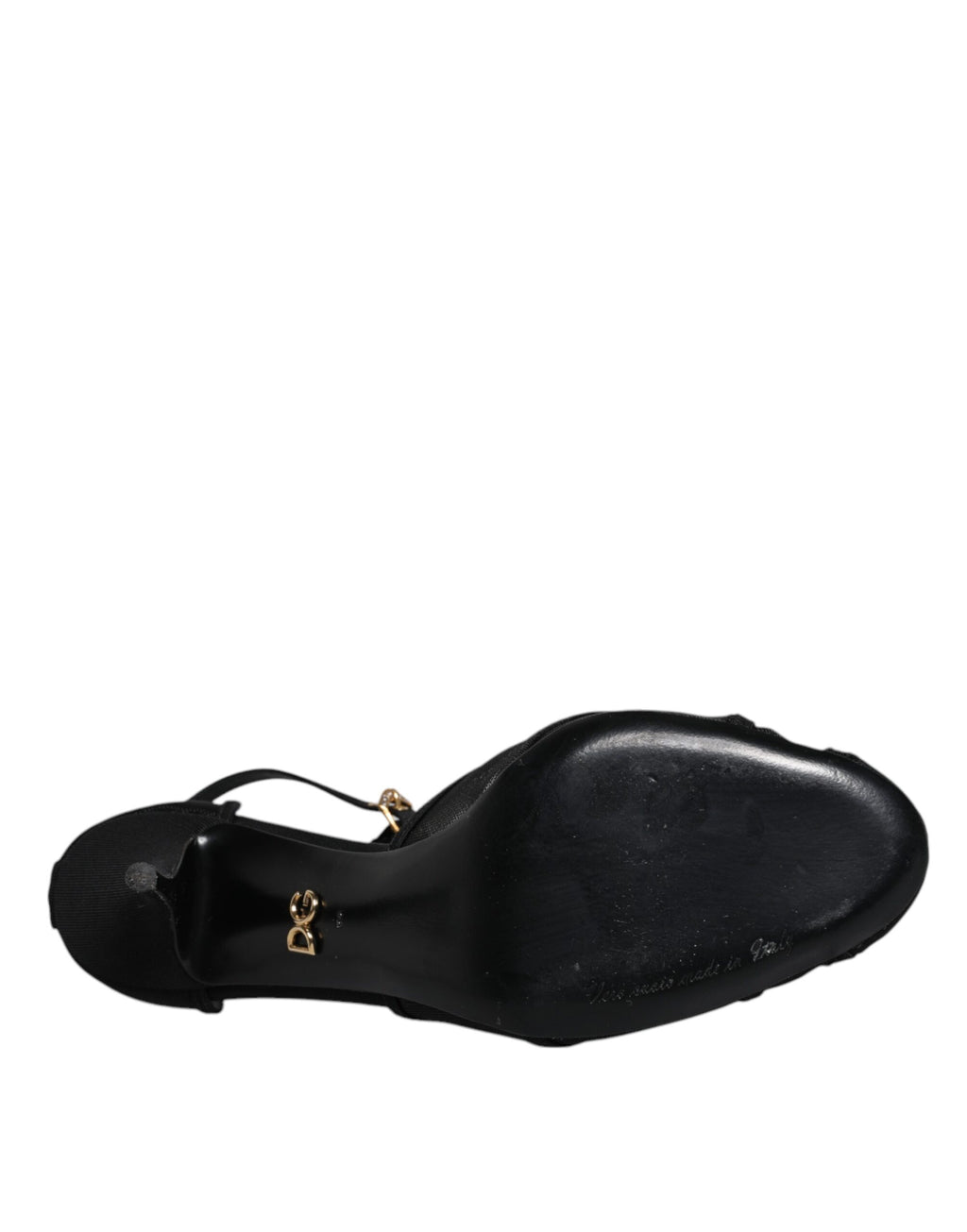 Escarpins à talon avec bride à la cheville en mesh noir de Dolce & Gabbana, élégants et modernes.
