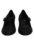 Chaussures à talons carrés en daim noir Dolce & Gabbana, escarpins sophistiqués avec semelle en cuir et design élégant.