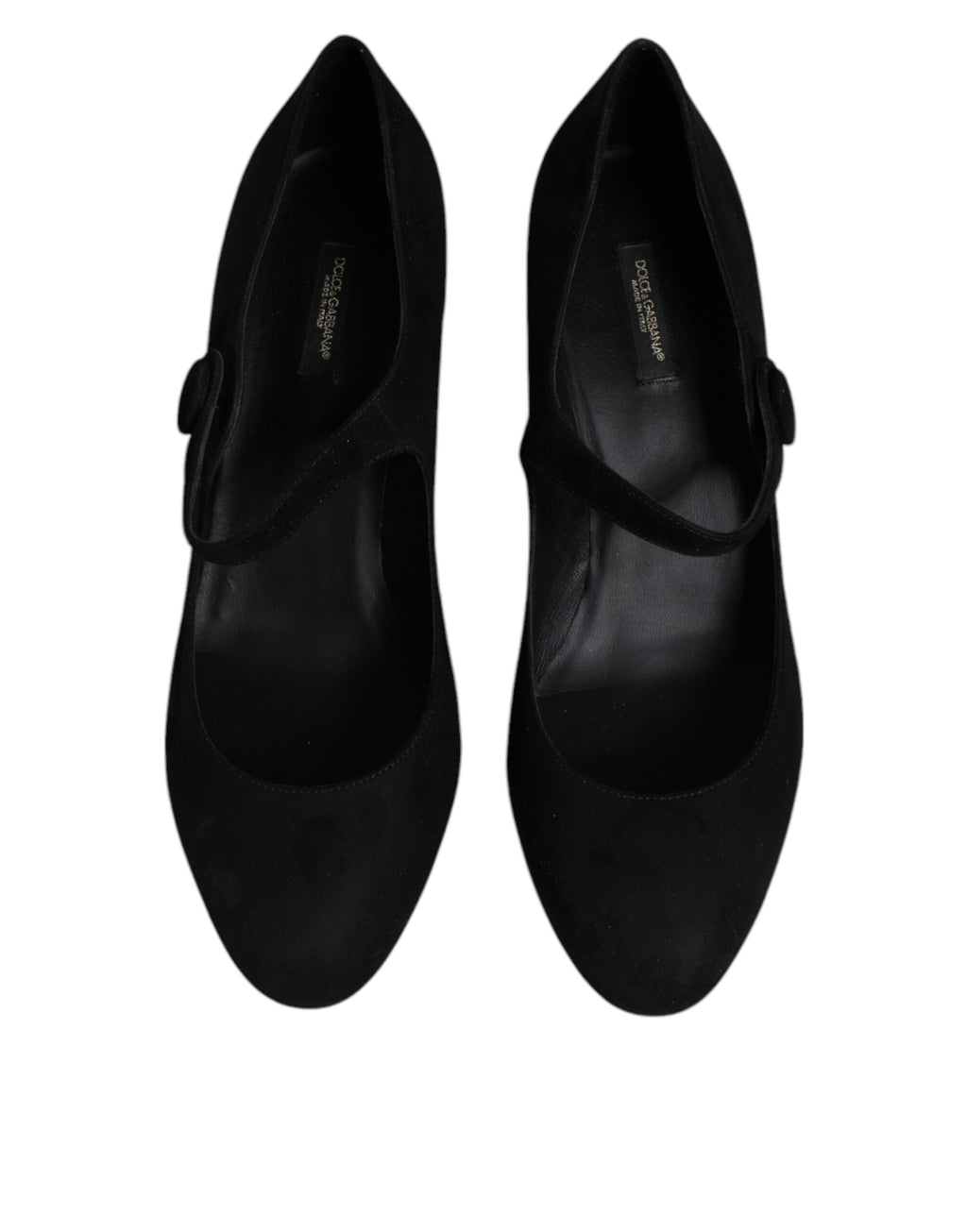 Chaussures à talons blocs en daim noir de Dolce & Gabbana, élégants escarpins en cuir pour femme.