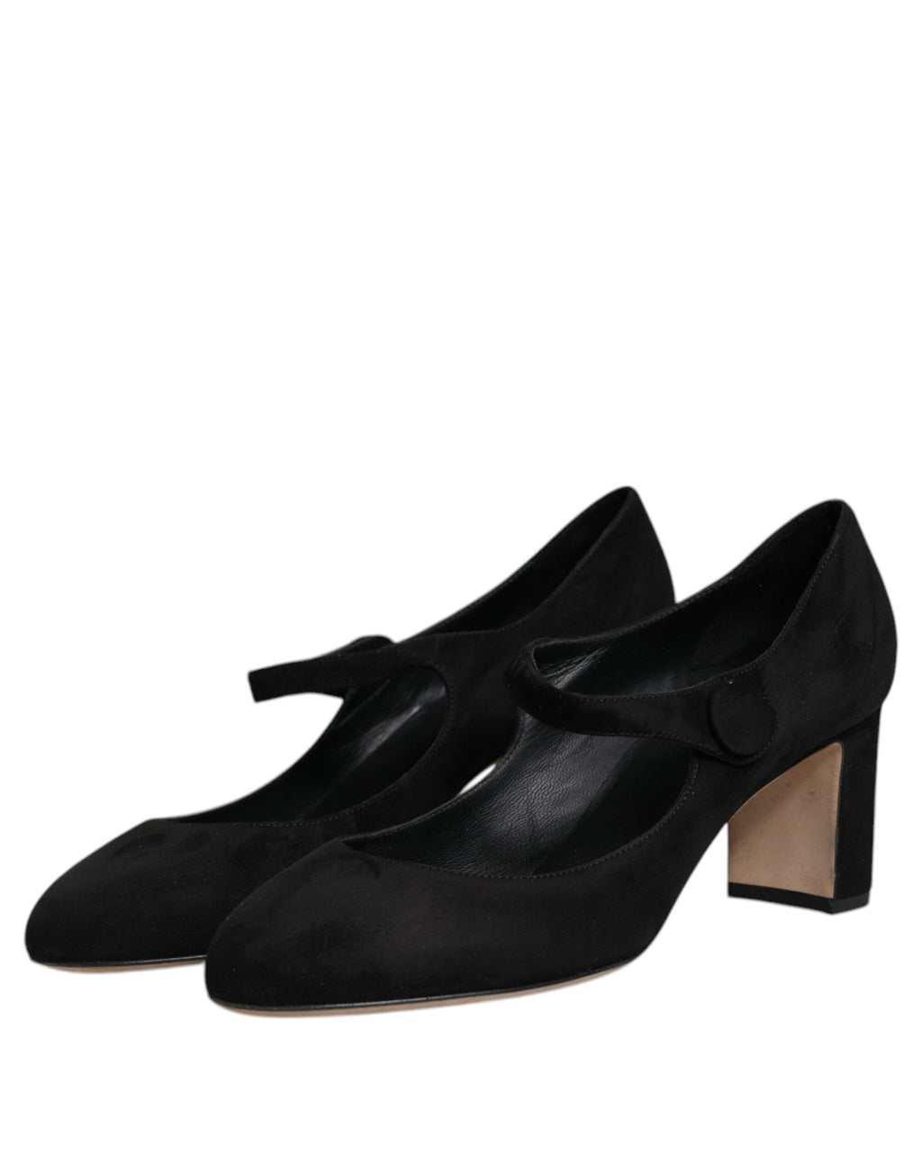 Chaussures à talons en daim noir Dolce & Gabbana, escarpins en cuir avec talons blocs pour femmes.