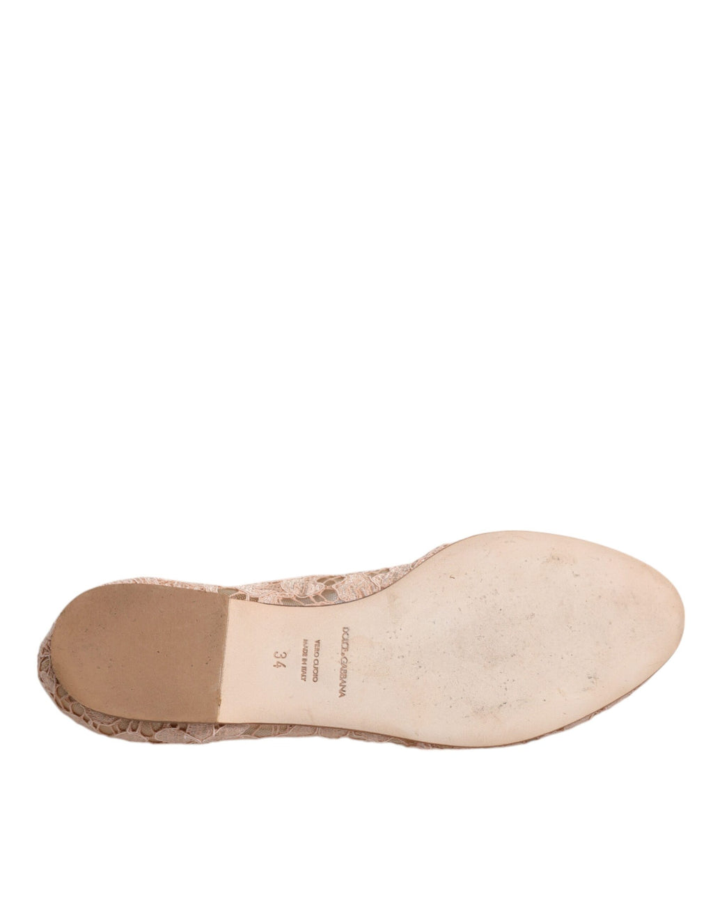 Chaussures ballerines Dolce & Gabbana beige en dentelle avec cristaux, style élégant et féminin.