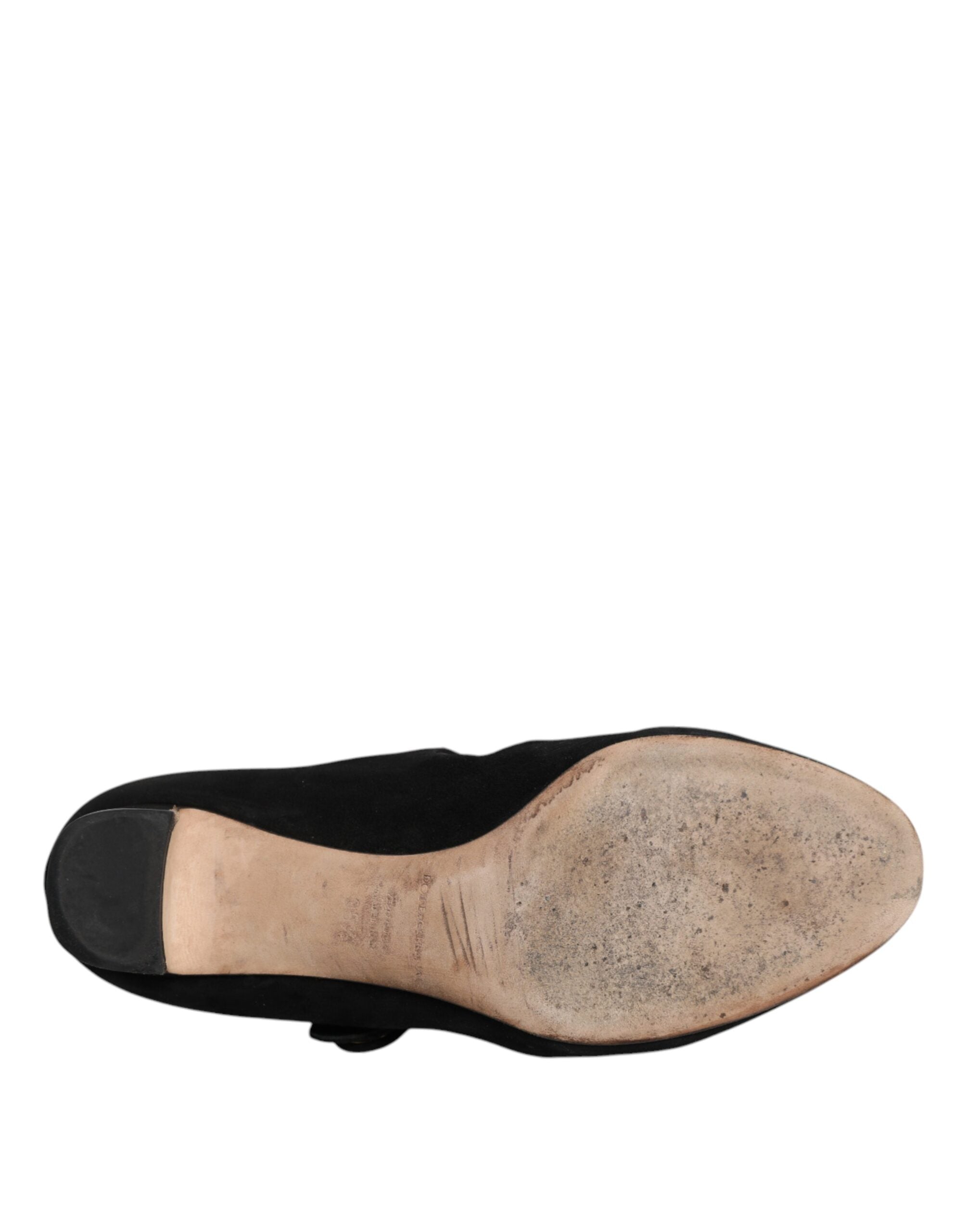 Chaussures à talons noires en daim et cuir Dolce & Gabbana KEIRA, pompe élégante pour femmes.