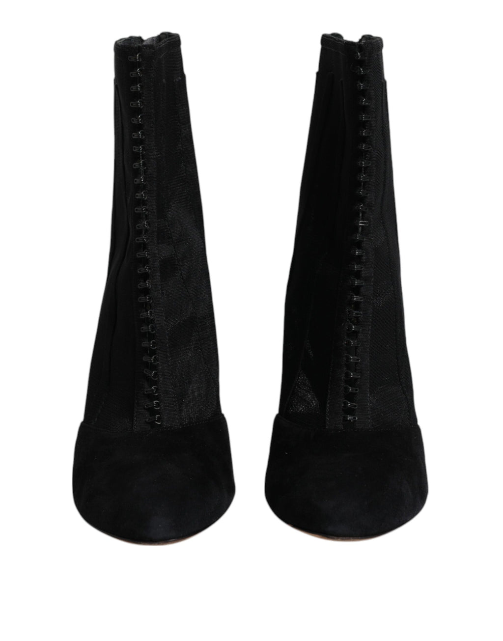 Chaussures bottines à talons stilettos en mesh noir de Dolce & Gabbana, chaussures à la mode pour femmes élégantes.