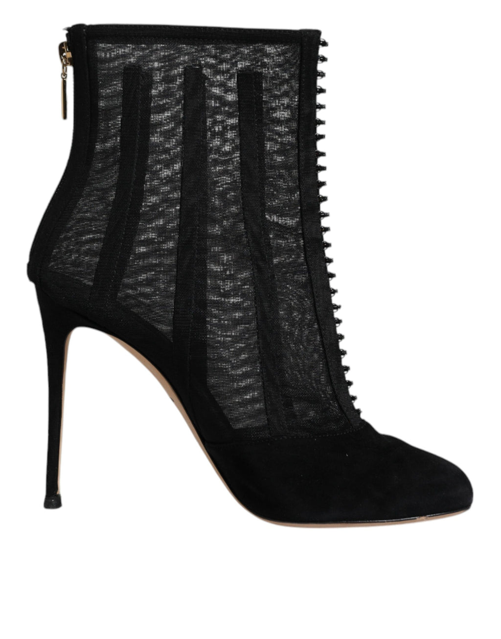 Chaussures à talons stilettos en mesh noir de Dolce & Gabbana, bottines élégantes pour femme, vue de face
