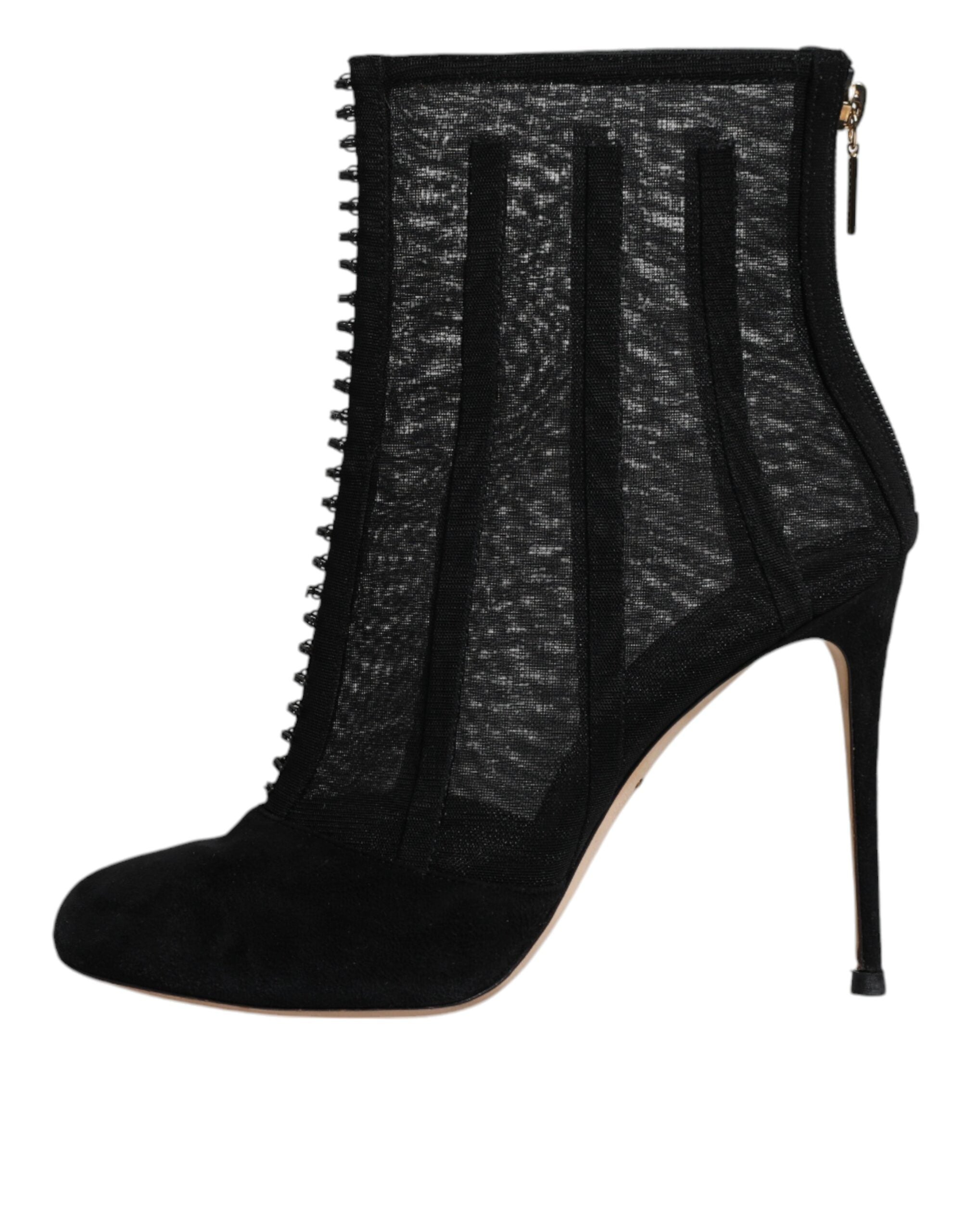 Chaussures Dolce & Gabbana bottines à talons en résille noire et fermeture à boucle ankle boots élégants pour femmes