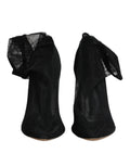 Bottines noires en nylon stretch et mesh de Dolce & Gabbana, chaussures élégantes avec semelle fine et design moderne.