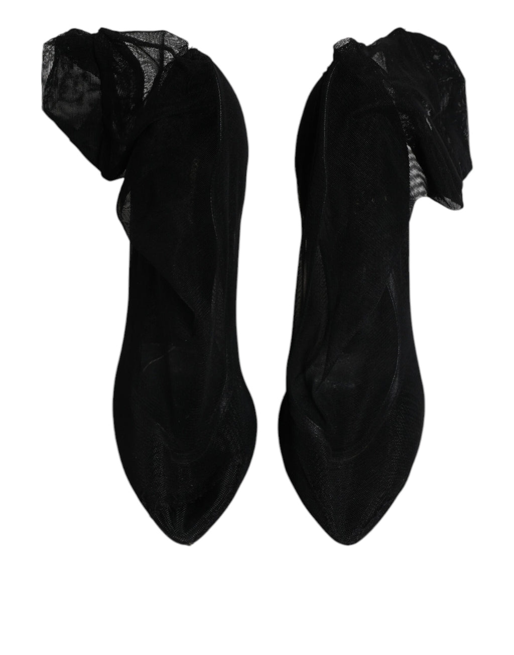 Bottes noires en nylon stretch et mesh de Dolce & Gabbana, style élégant et moderne, chaussures à la mode pour femmes.