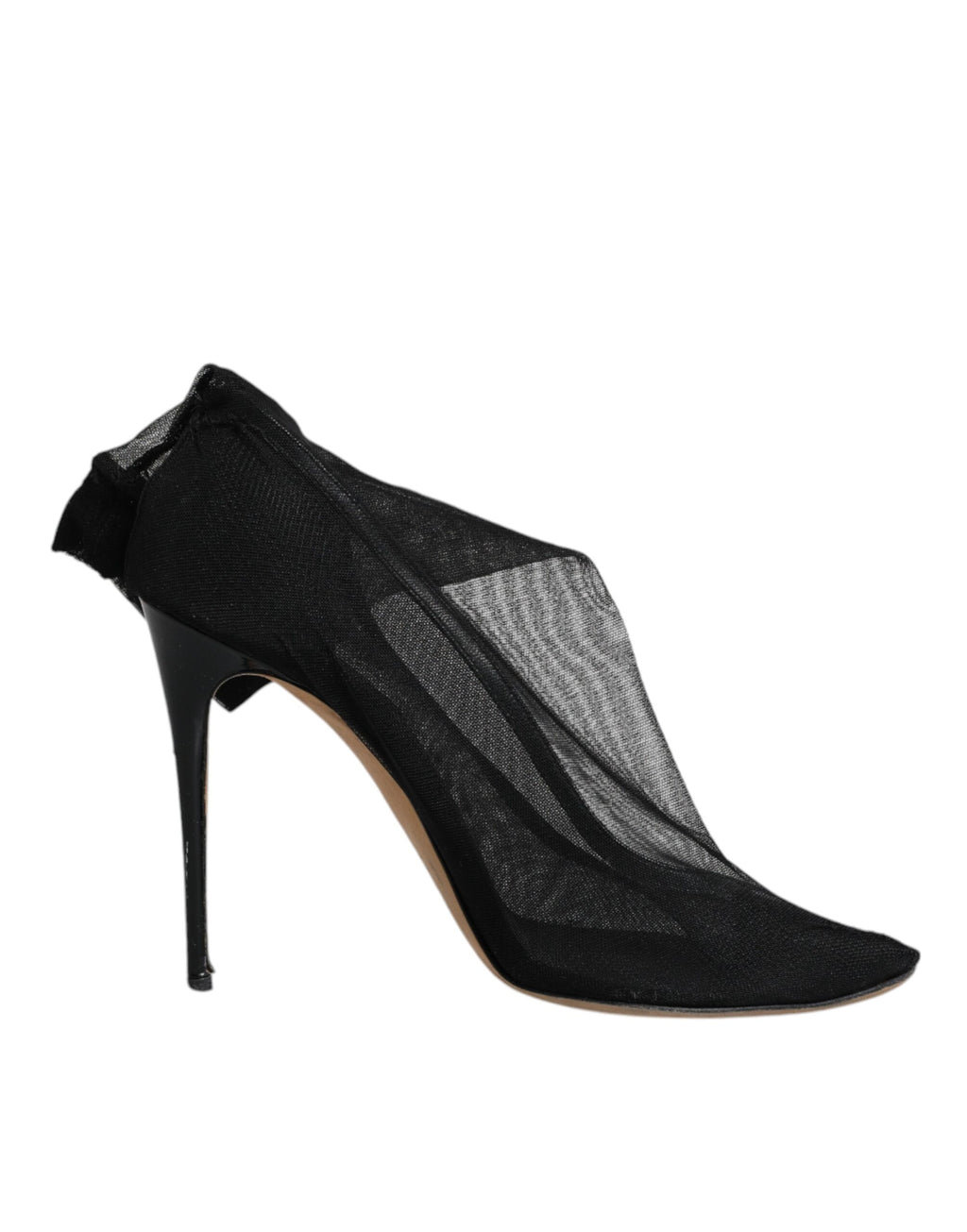 Bottes en nylon stretch noir de Dolce & Gabbana avec semelle en mesh, style élégant et moderne.