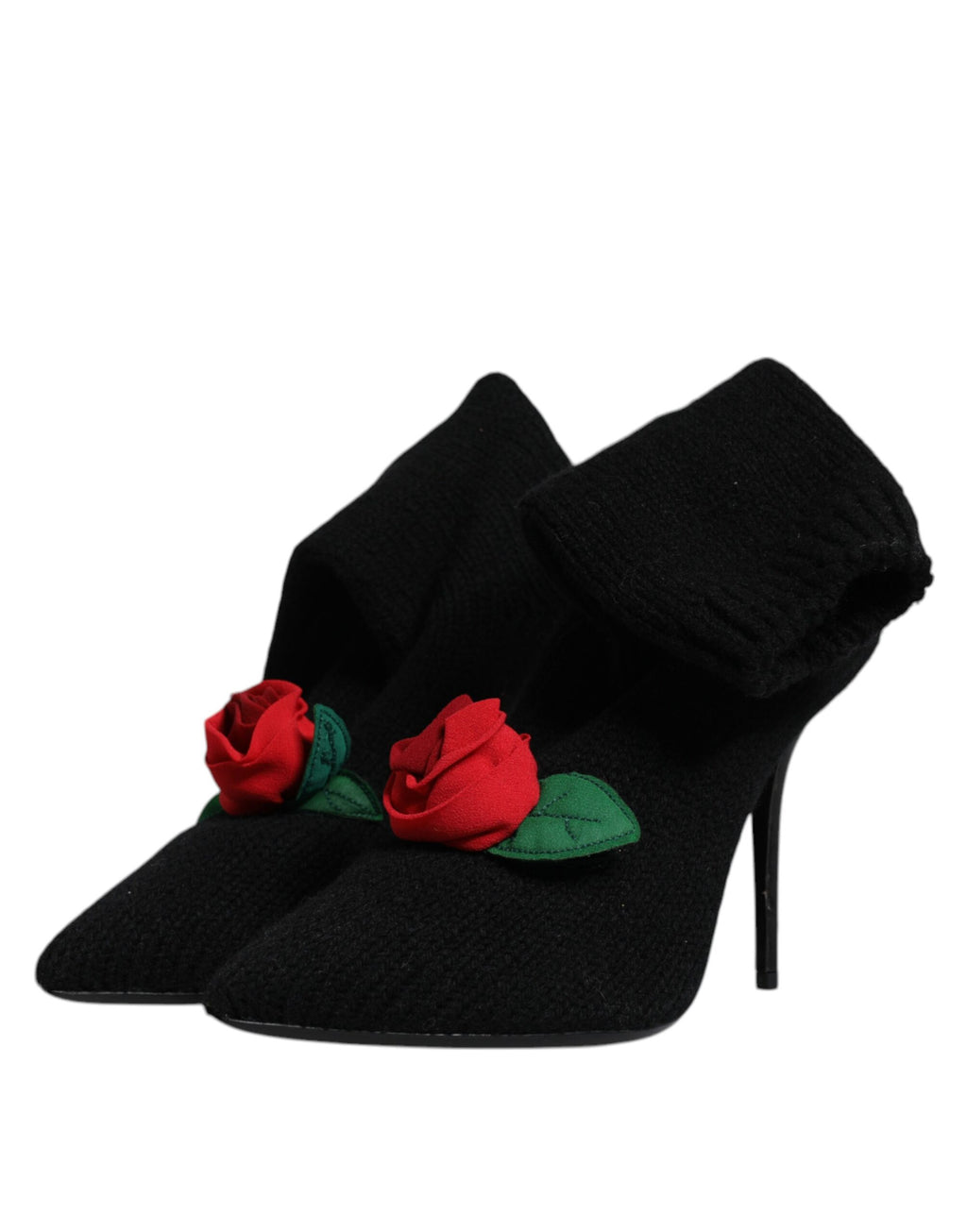 Chaussures à talons stilettos noirs Dolce & Gabbana, bottines mi-mollet élégantes avec finition en cuir.
