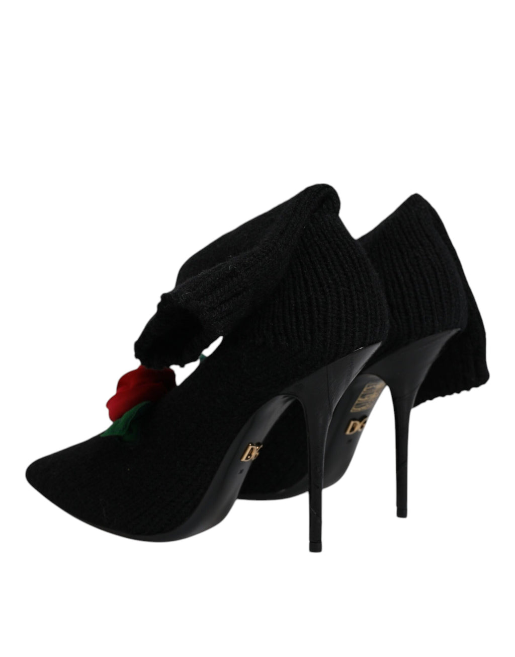 Chaussures à talons stilettos noirs Dolce & Gabbana, bottines mi-mollet élégantes en cuir avec talons hauts.