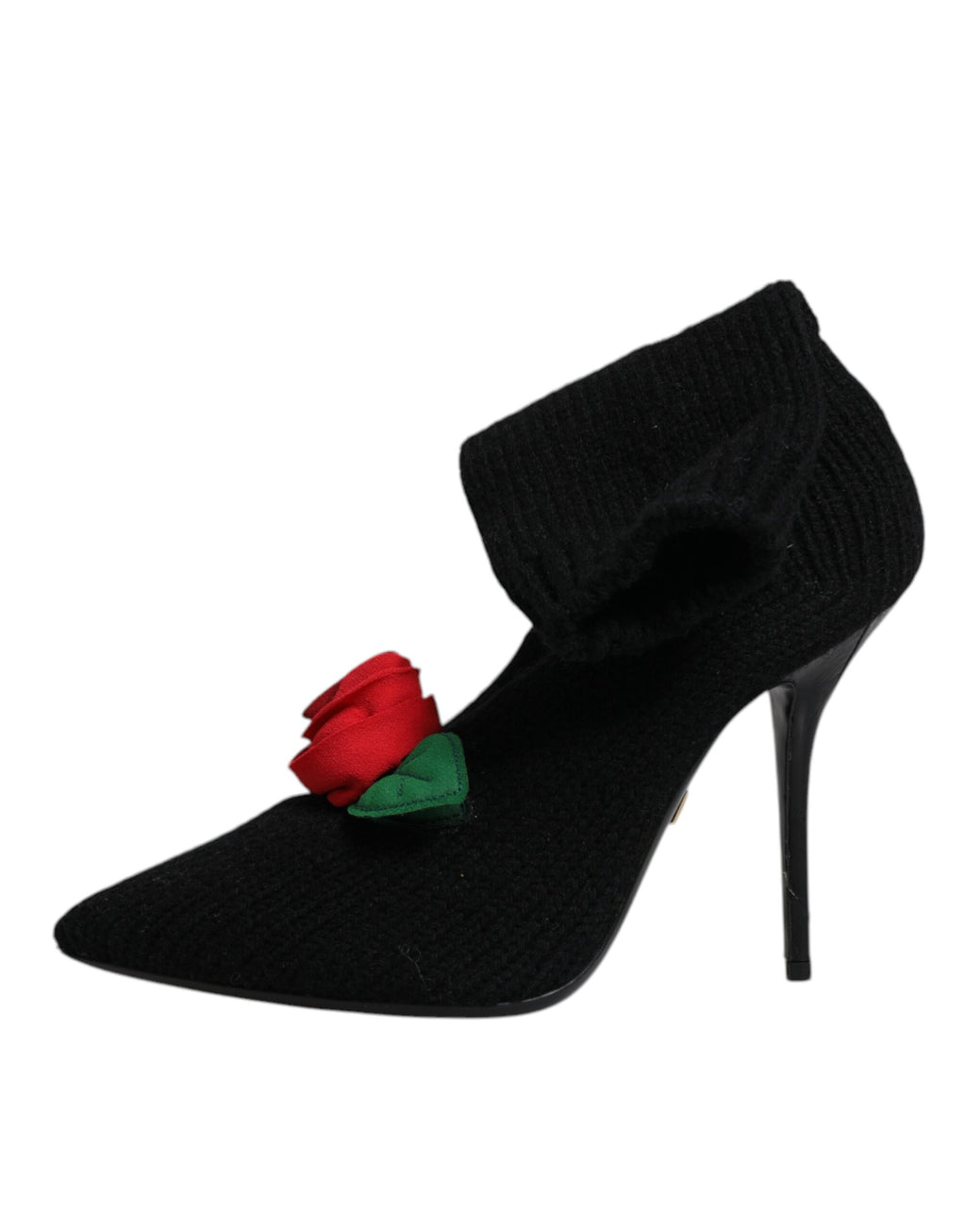 Chaussures Dolce & Gabbana à talons aiguilles noirs, bottines mi-mollet en cuir avec design élégant et sophistiqué