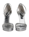 Sandales plateforme en cuir argenté Dolce & Gabbana Keira, chaussures élégantes avec semelle haute et design sophistiqué.