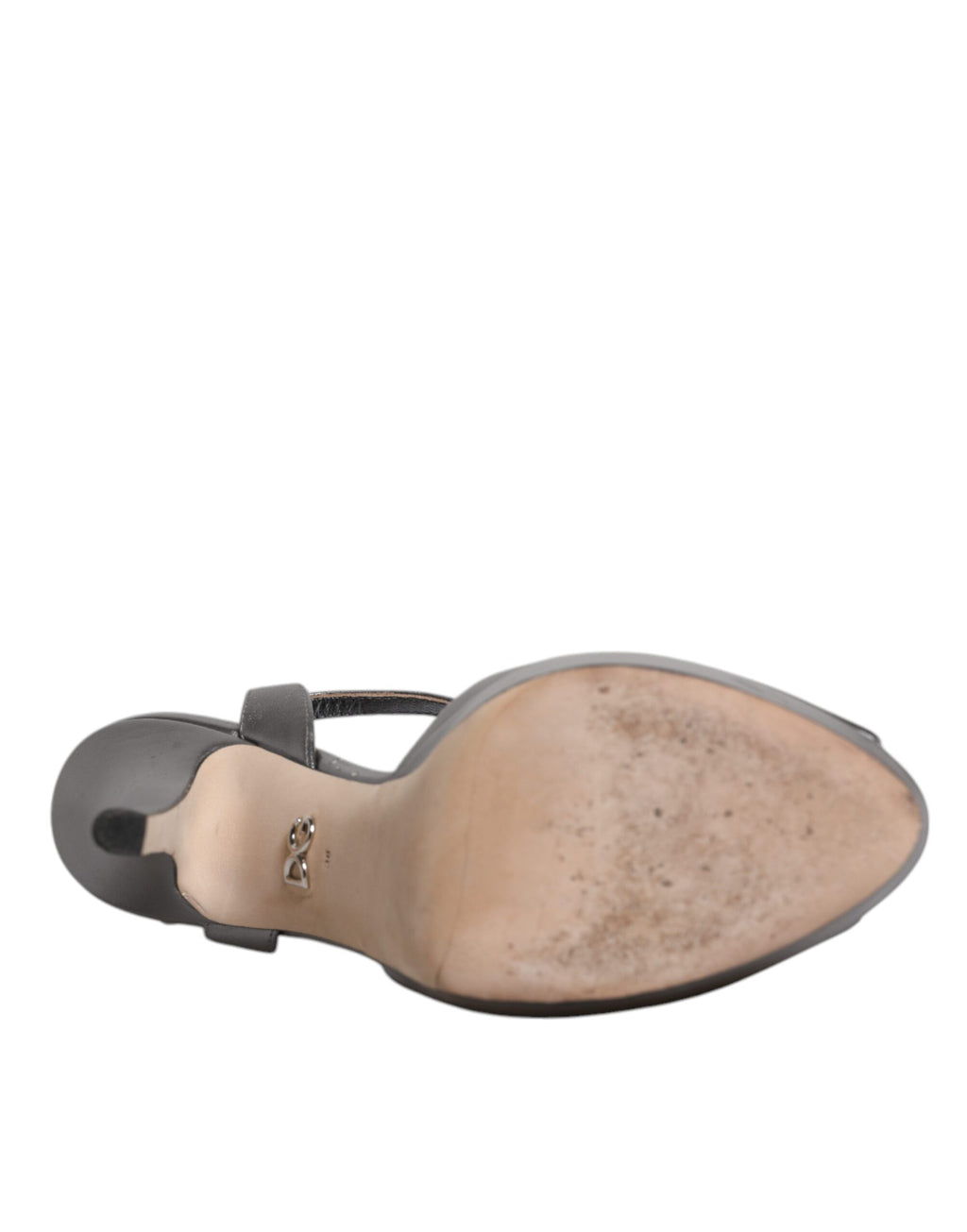 Sandales à talons plateformes en cuir argenté Dolce & Gabbana, chaussures élégantes pour femme, vues de côté.