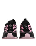 Chaussures de sport Dolce & Gabbana Sorrento noires et roses, baskets stretch pour femme, vue de face.