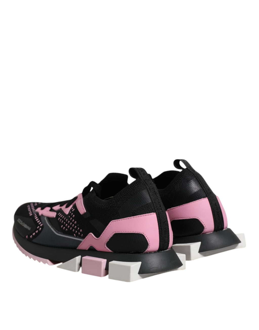 Chaussures de sport stretch Sorrento noires et roses Dolce & Gabbana, sneakers élégants pour femmes.