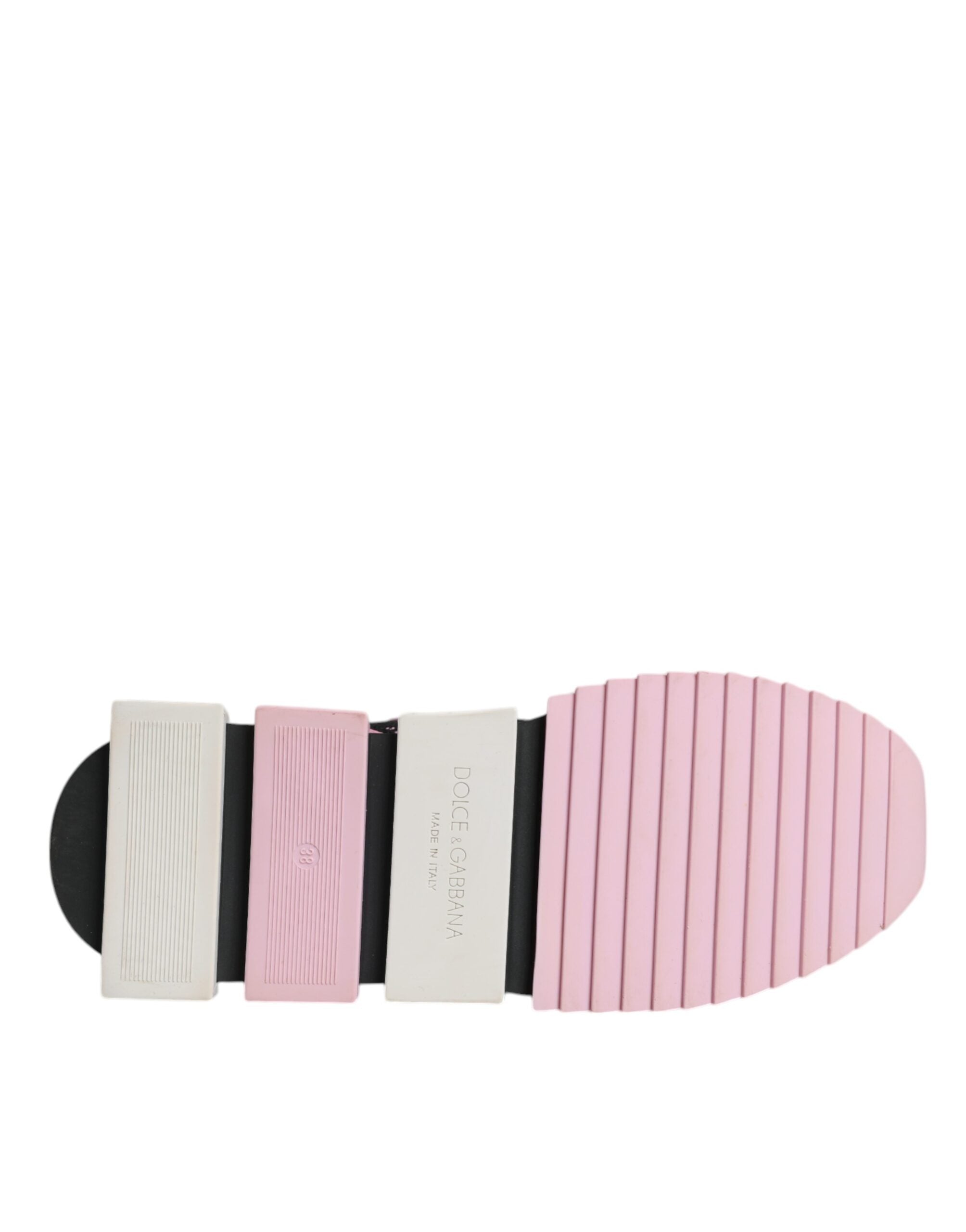 Chaussures de sport Dolce & Gabbana Sorrento noires et roses, baskets stretch pour femmes, vue de face.