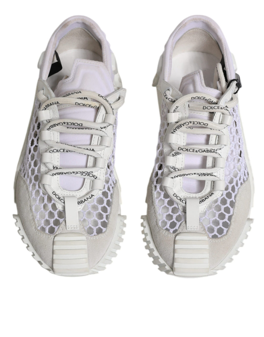 Chaussures sneakers basses en mesh blanc Dolce & Gabbana NS1 pour sport, vue de face.