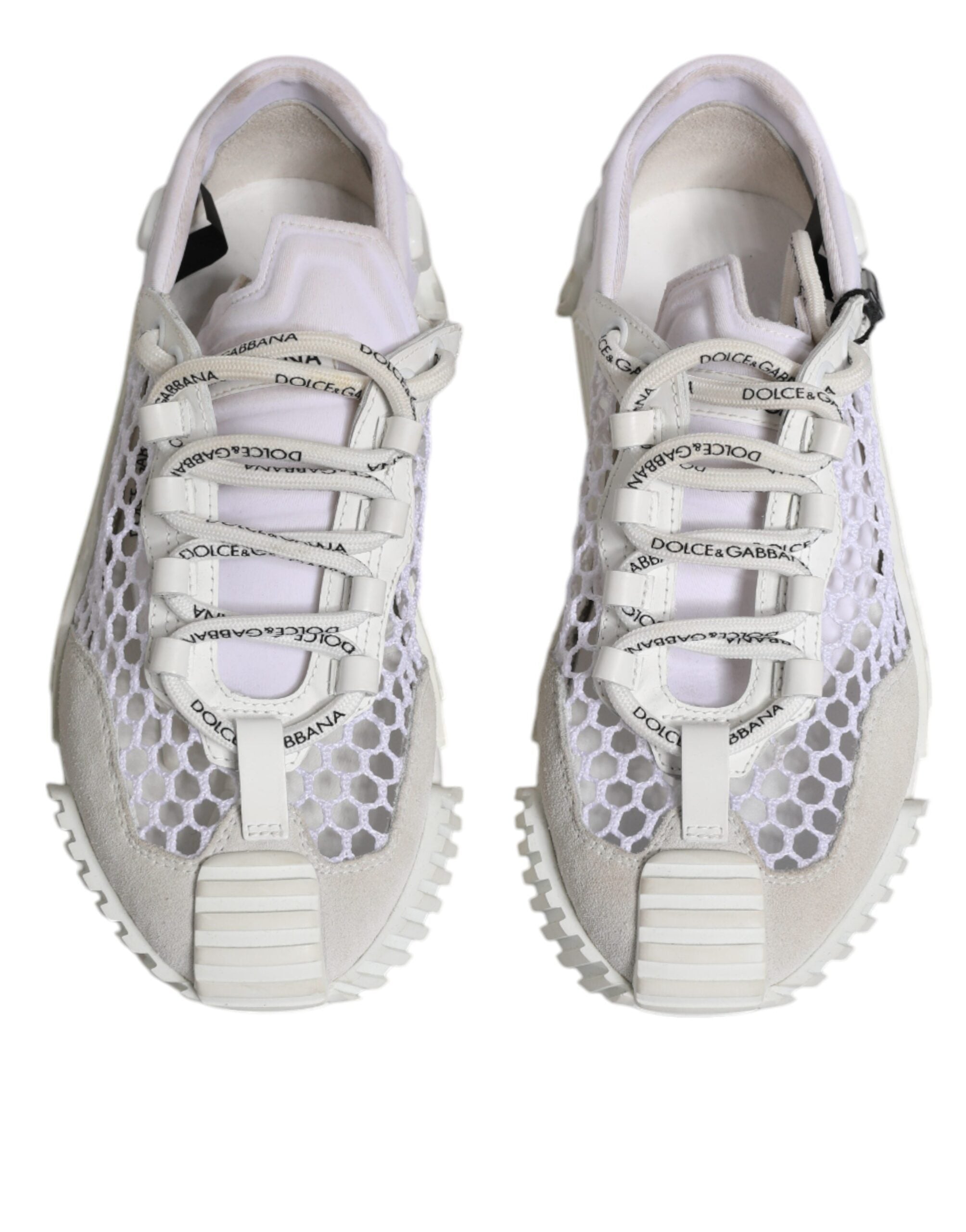 Chaussures sneakers basses en mesh blanc Dolce & Gabbana NS1 pour sport, vue de face.