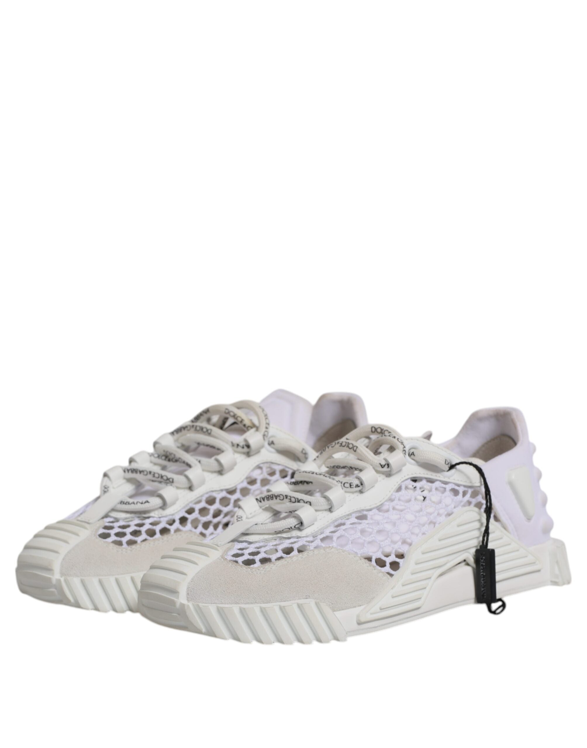 Chaussures de sport basses en mesh blanc Dolce & Gabbana NS1, sneakers pour homme élégants et confortables.