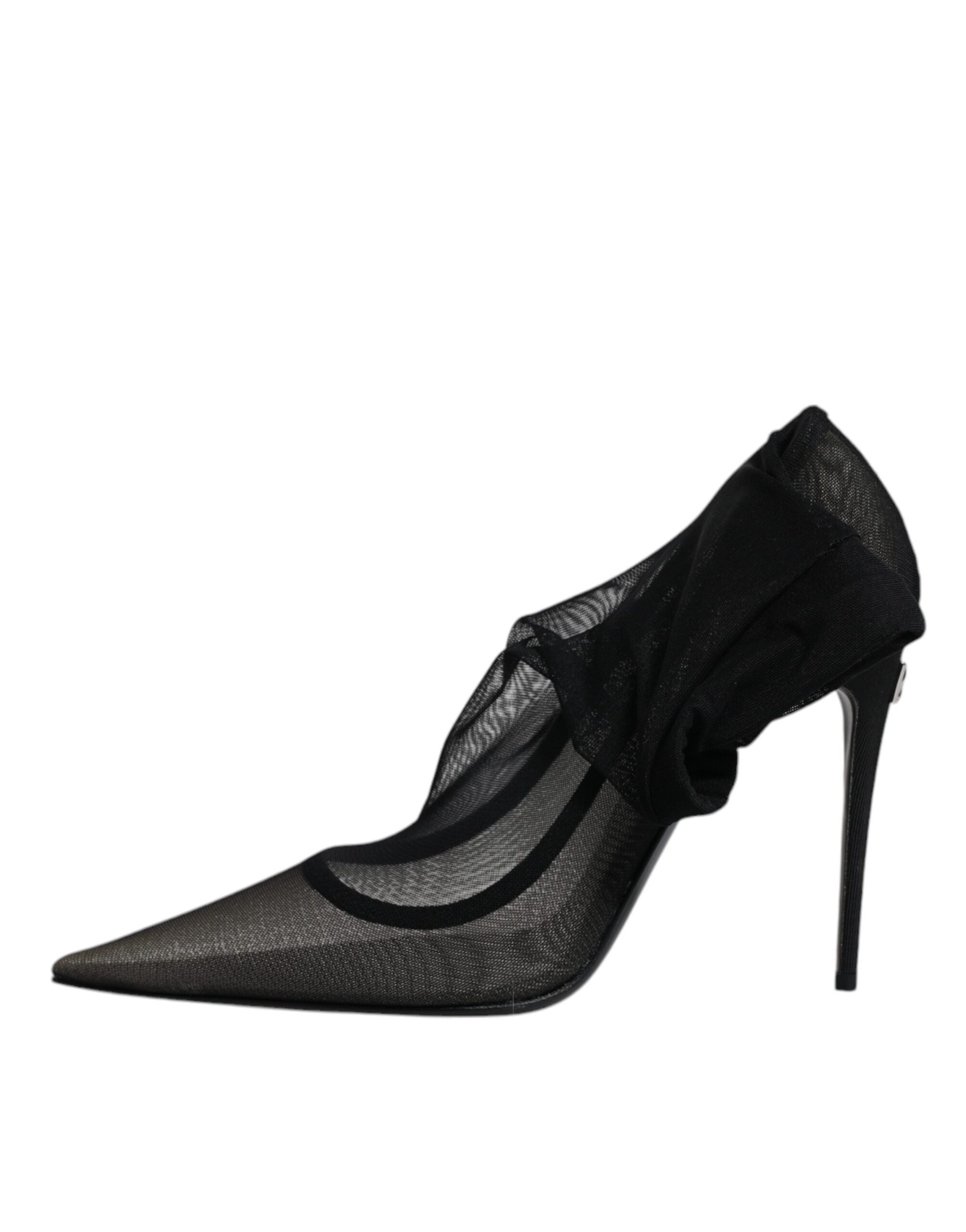 Bottes noires en viscose et mesh de Dolce & Gabbana, style sock avec semelle plateforme et design élégant.