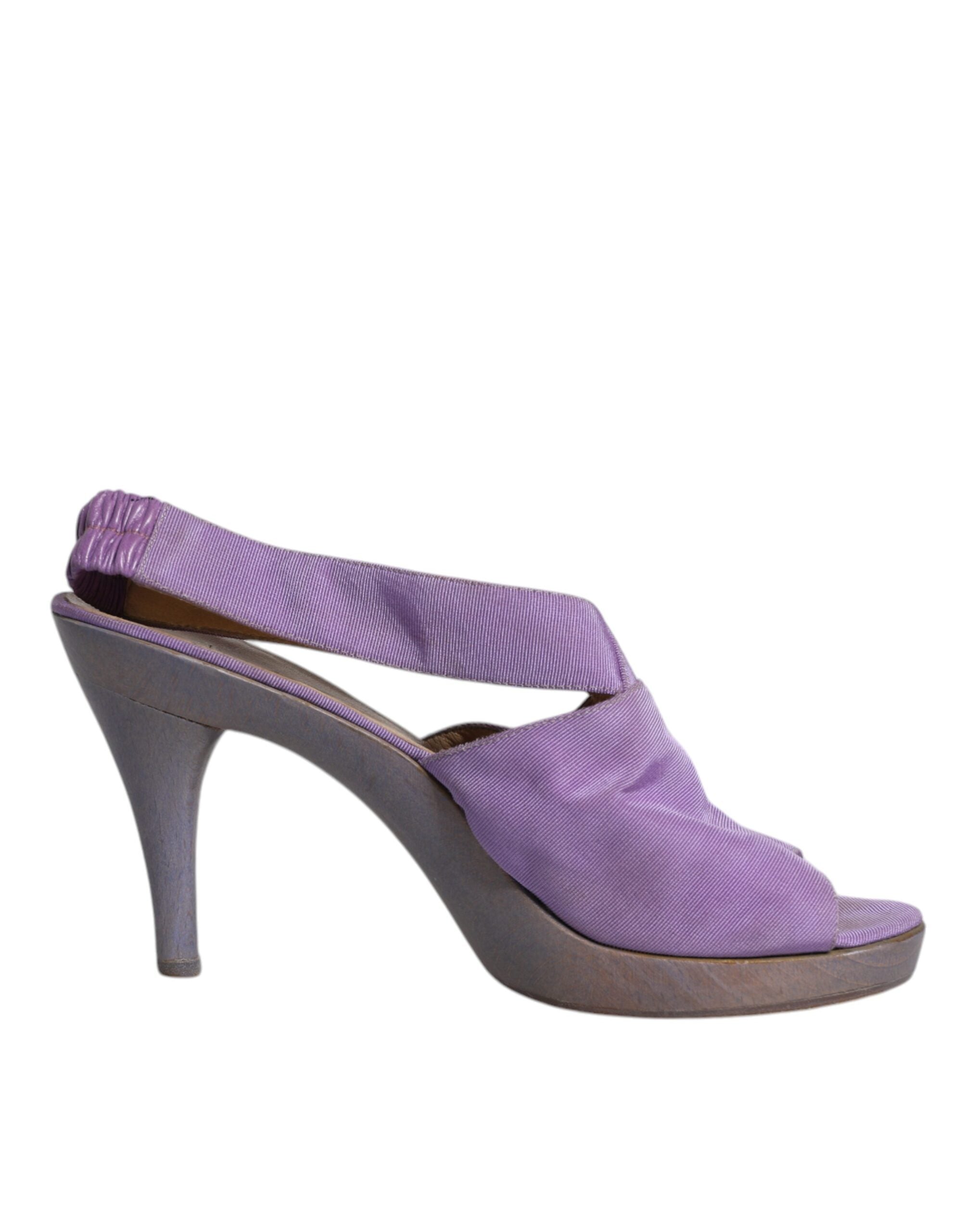 Sandales à talons plateforme Dolce & Gabbana violettes avec bride arrière et semelle épaisse, chaussures élégantes pour femme