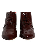 Bottes ankle en cuir marron bailletées de Dolce & Gabbana, chaussures élégantes en cuir pour femme.