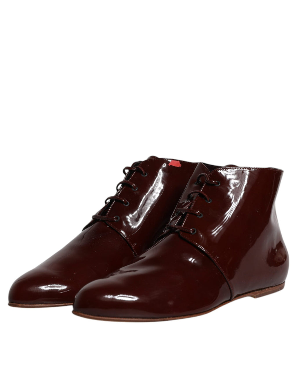 Bottes ankle en cuir bordeaux Dolce & Gabbana avec lacets, chaussures élégantes et tendance pour femmes.