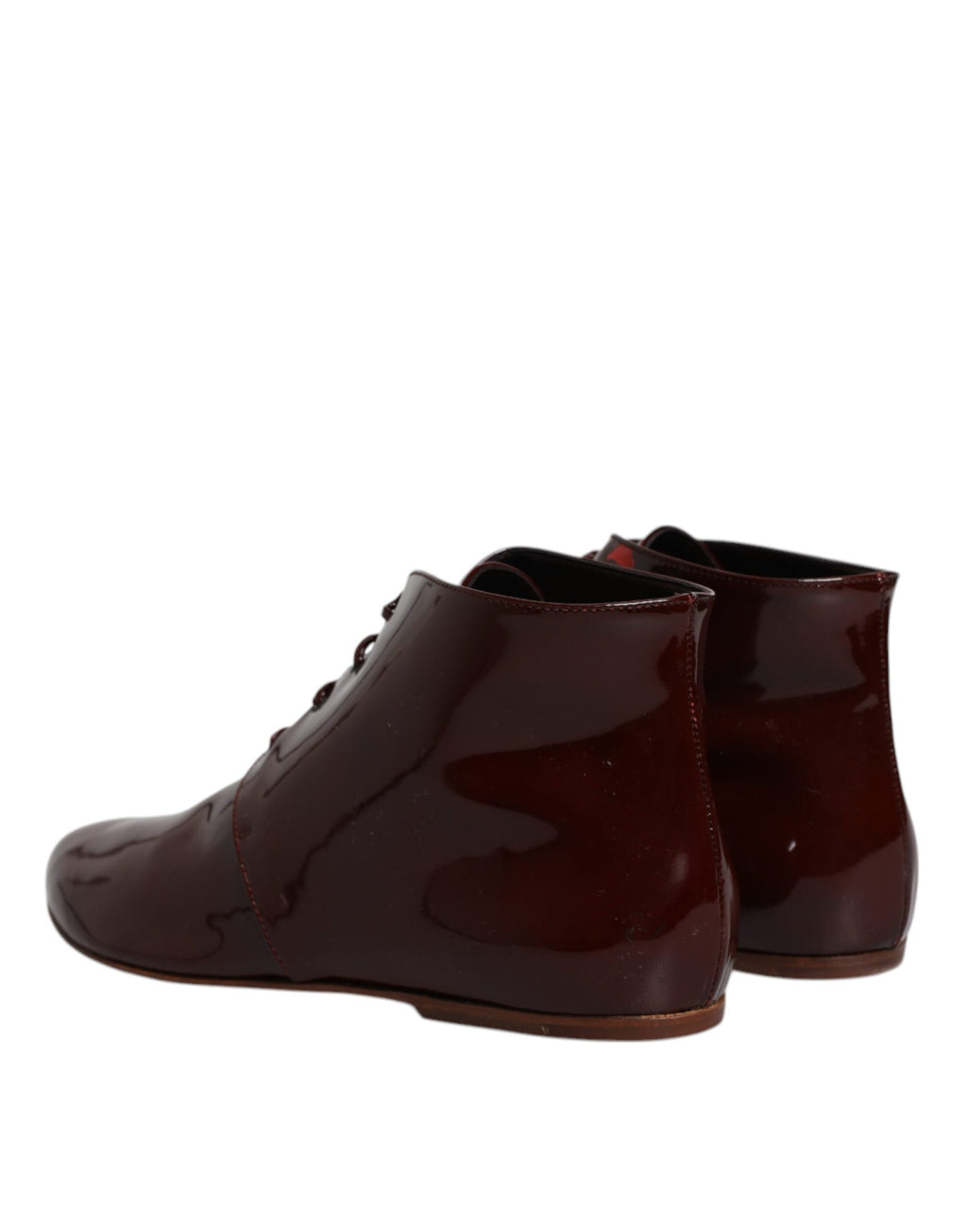 Bottes en cuir rouge bailletée Dolce & Gabbana, bottines à lacets pour femme avec semelle en cuir élégante.