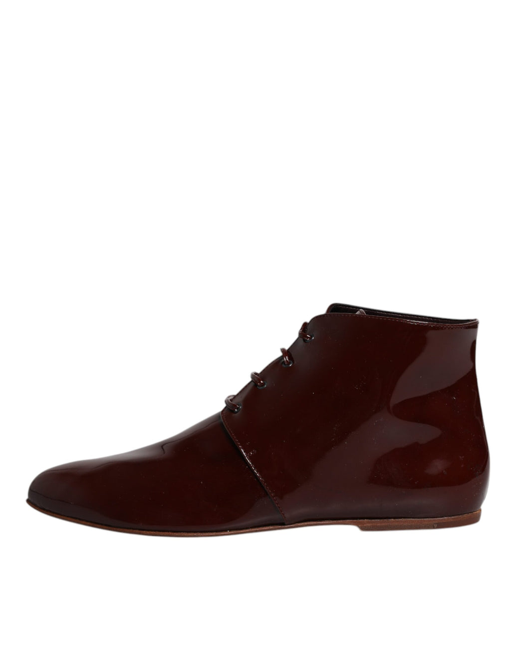 Bottes ankle en cuir bordeaux Dolce & Gabbana avec laçage, semelle en cuir et design élégant pour femmes.