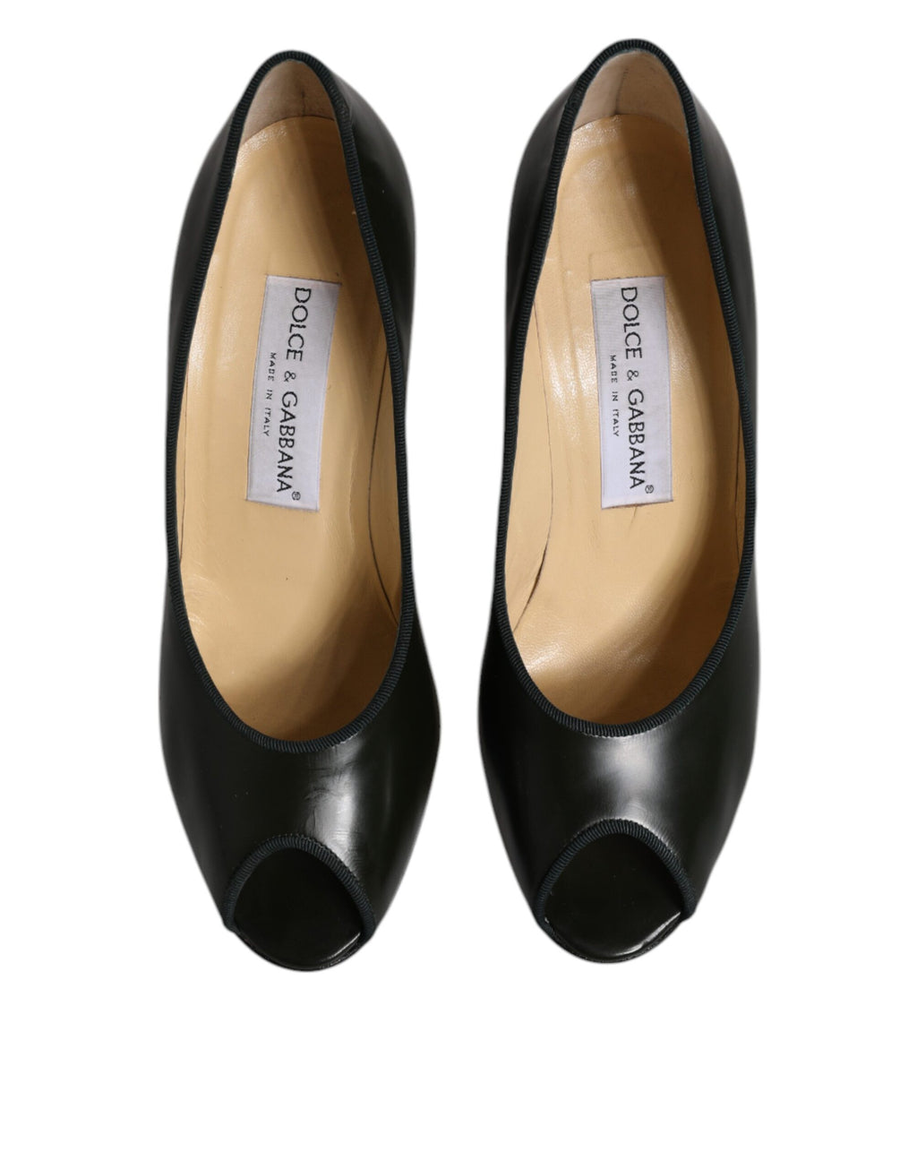 Chaussures à talons Dolce & Gabbana en cuir vert avec bout ouvert, élégantes et sophistiquées, parfaites pour une occasion spéciale.