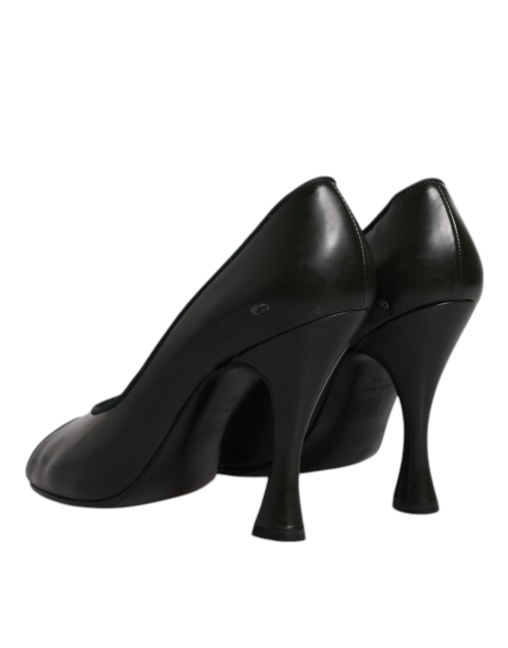 Escarpins en cuir vert Dolce & Gabbana avec bout ouvert, talon moyen et design élégant, chaussure de luxe pour femme