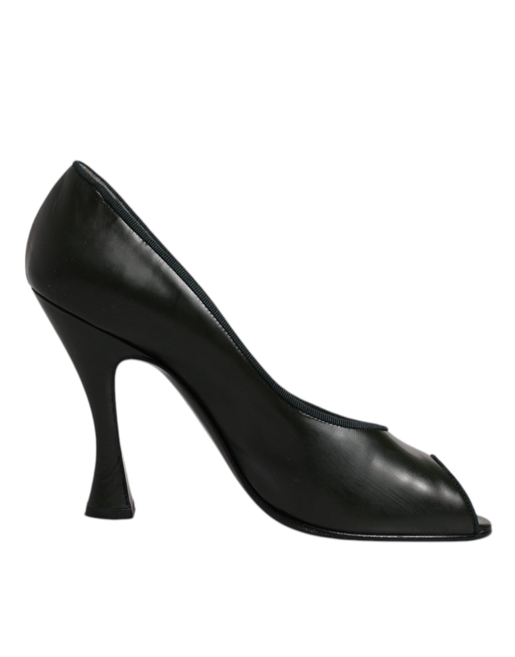 Chaussures à talons Dolce & Gabbana en cuir vert avec ouverture peep toe et design élégant, pour femme.