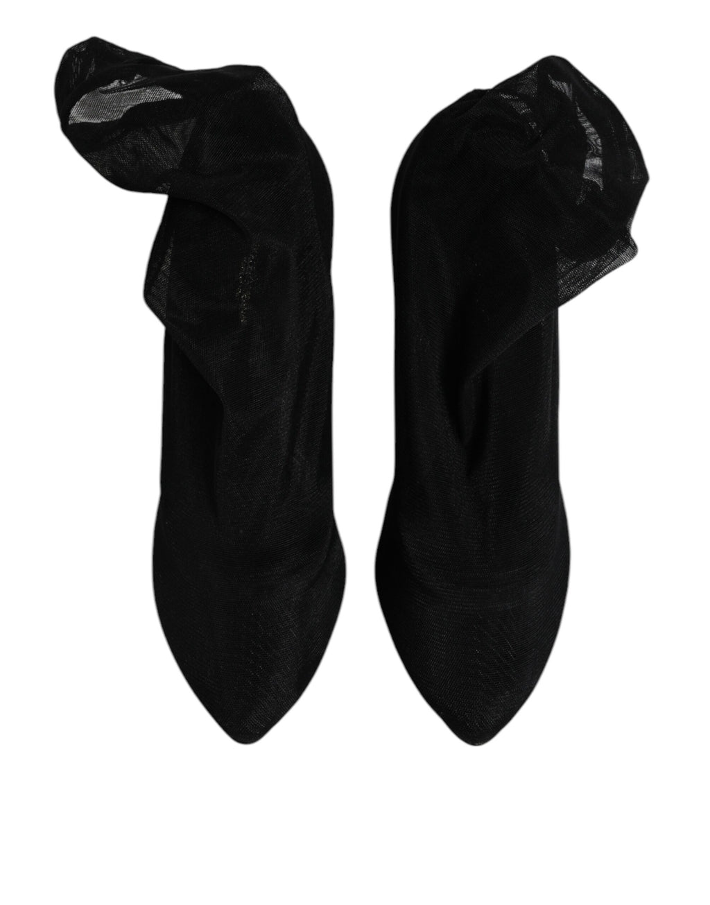 Bottes noires en soie et mesh de style chaussette de Dolce & Gabbana, chaussures élégantes et modernes.