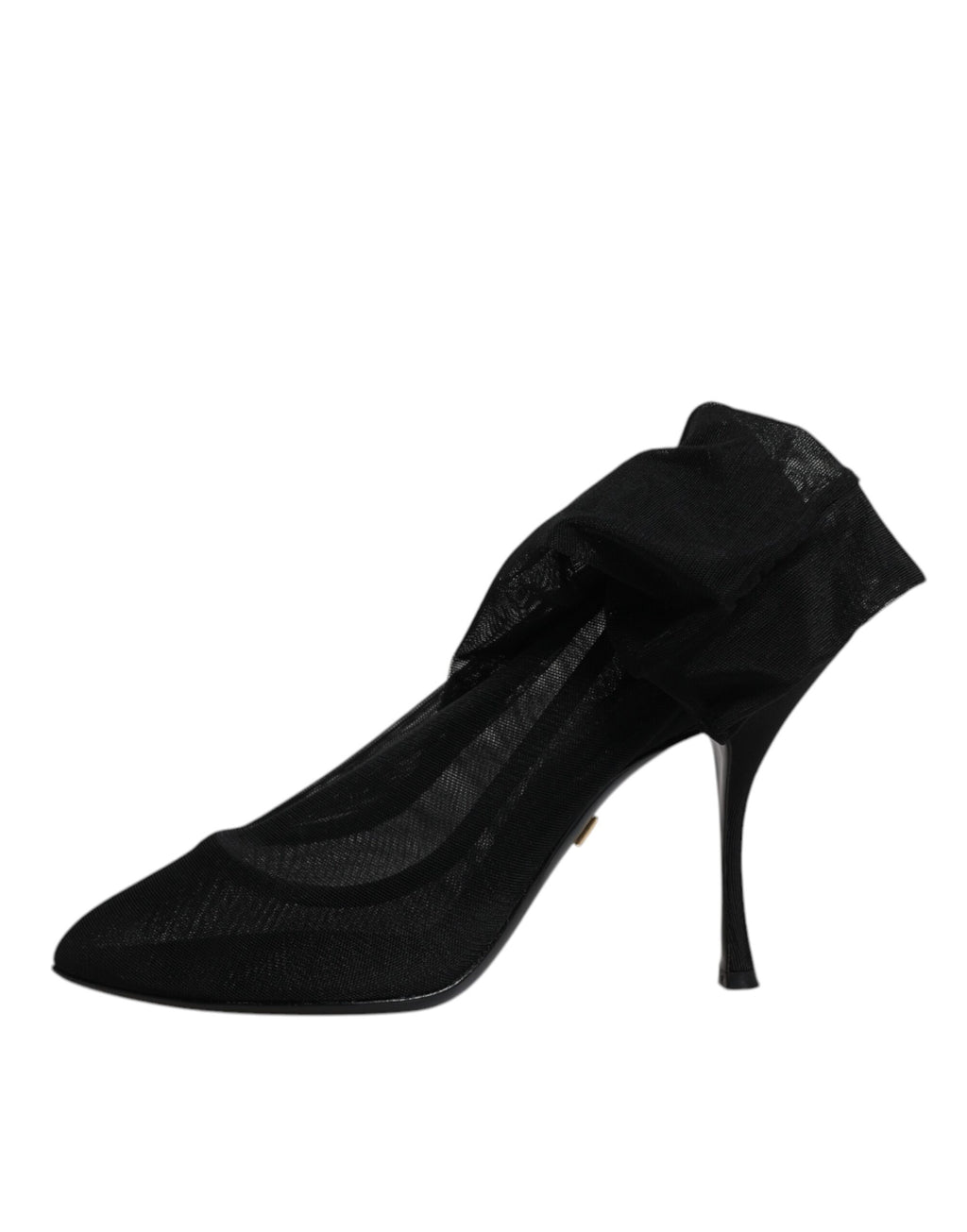 Bottes Dolce & Gabbana en maille de soie noire, style chaussette, avec semelle élégante et design sophistiqué.