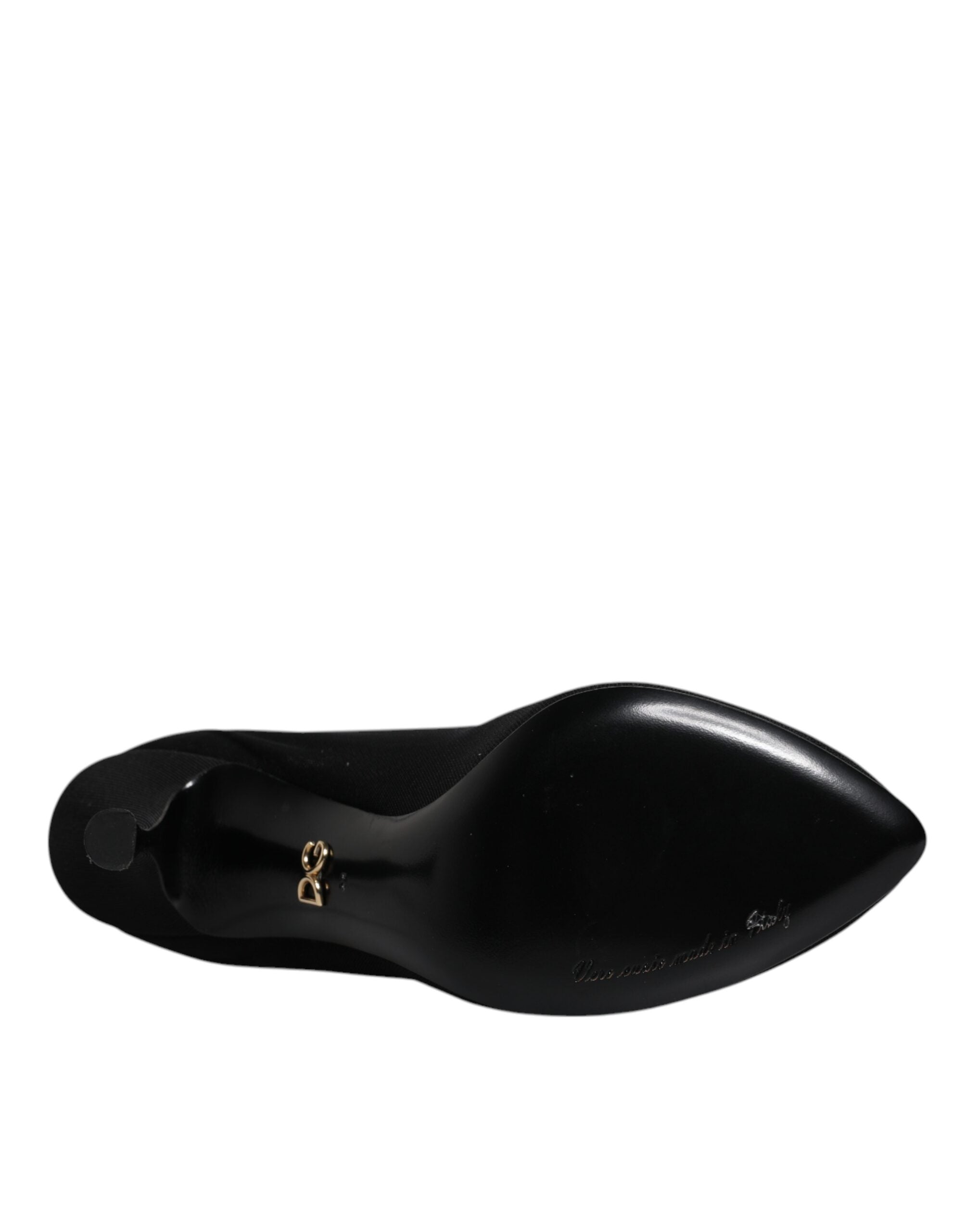 Bottes noires en soie et mesh de style chaussette de Dolce & Gabbana, chaussures élégantes et modernes.
