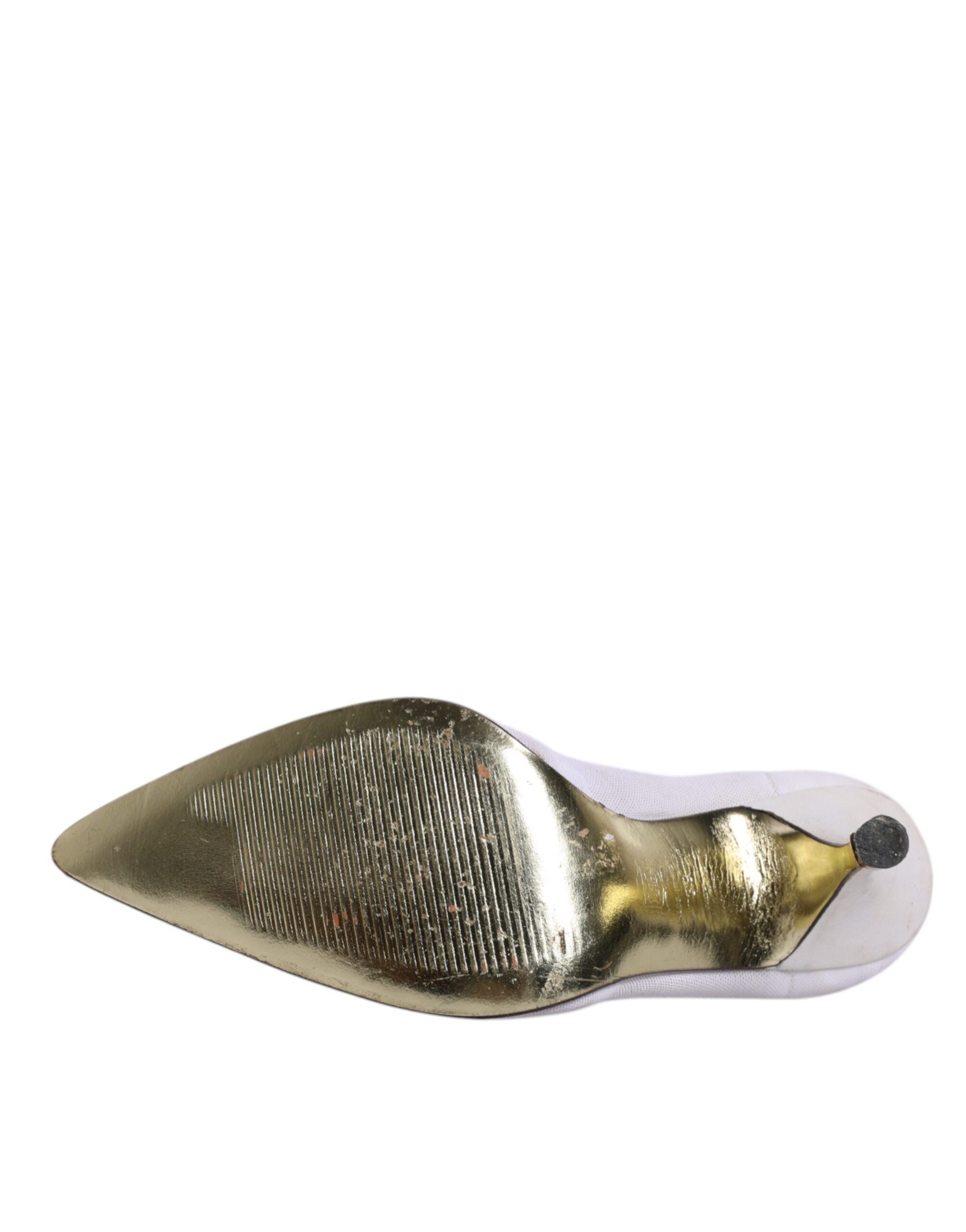 Escarpins en cuir blanc et beige Dolce & Gabbana, talons hauts élégants pour femmes.