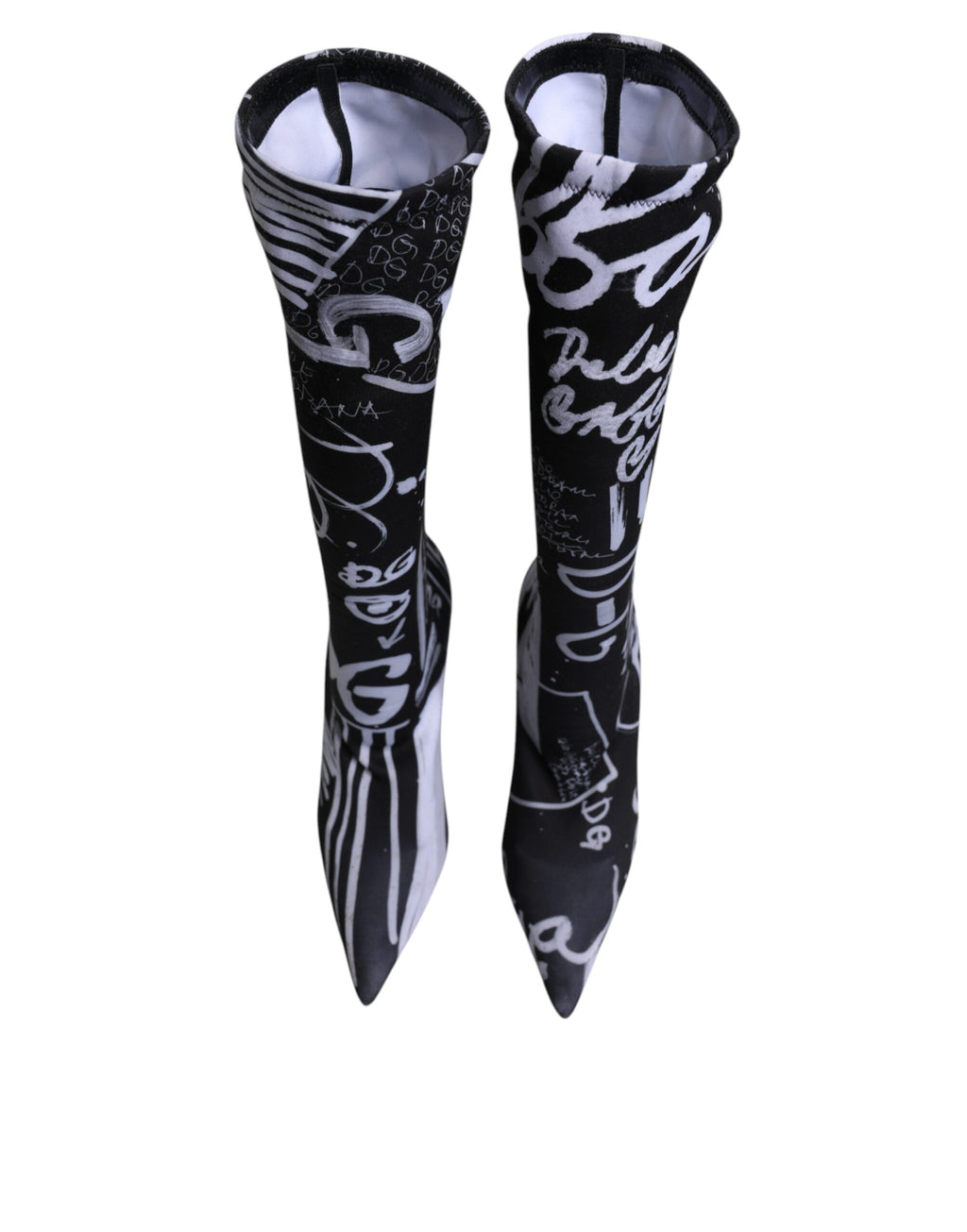 Chaussures Dolce & Gabbana talons hauts en cuir noir avec logo stretch, bottines élégantes et sophistiquées.