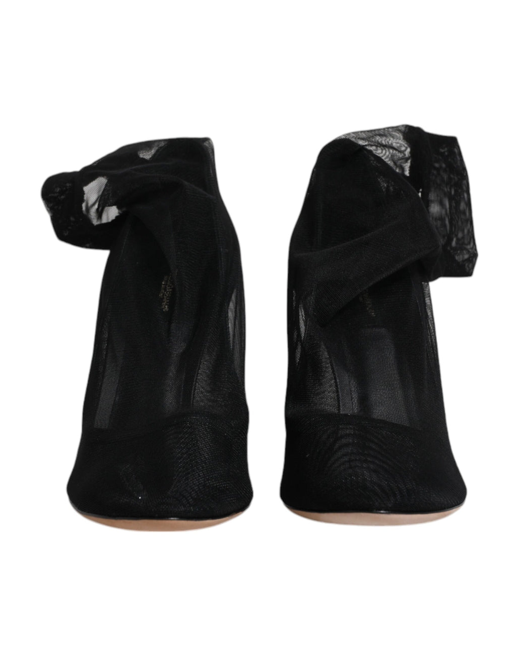Bottes noires en nylon mesh de style chaussette de Dolce & Gabbana, chaussures élégantes et modernes.
